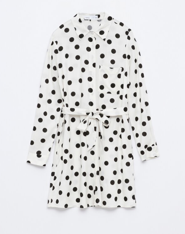 Vestido camisero de lunares, Talla M, Mujer