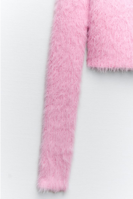 Sweater de peluche rosa, Talla M, Mujer