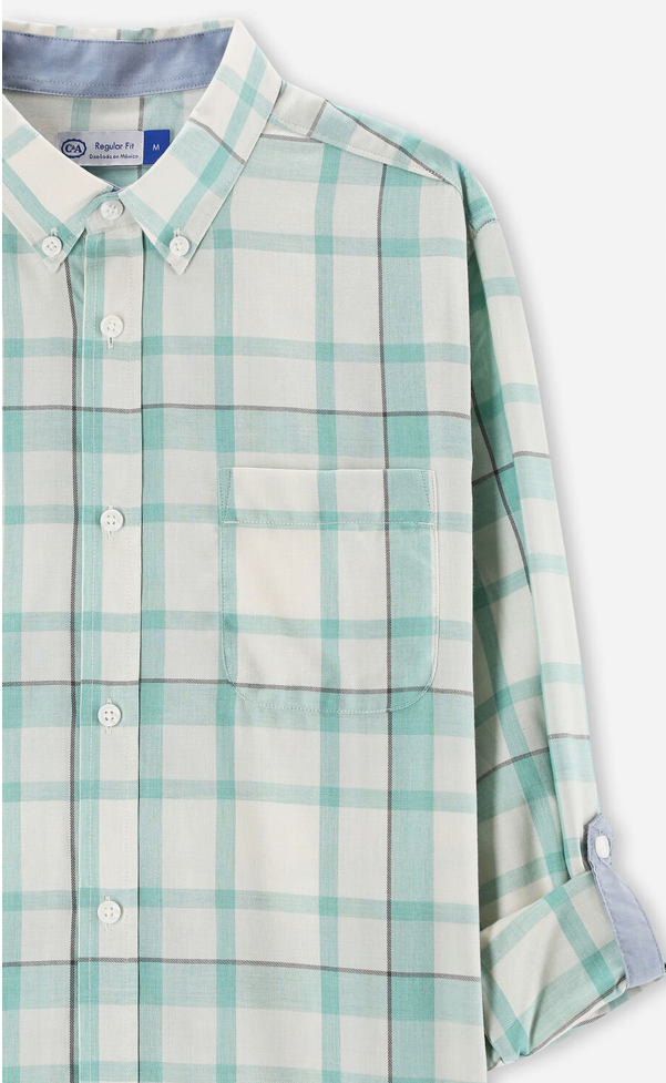 Camisa de cuadros manga larga, Talla EEG, Hombre