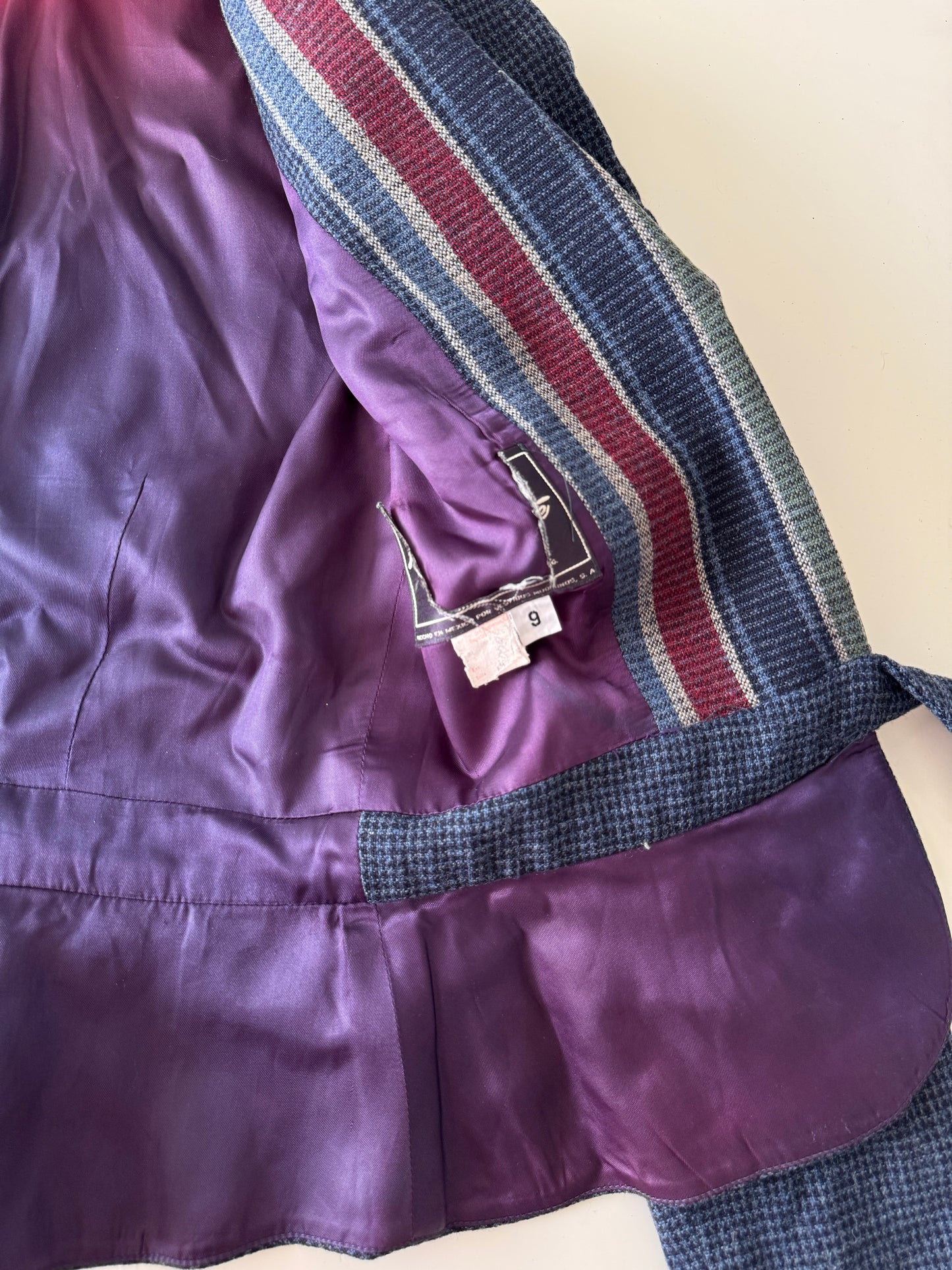Blazer de lana azul, Talla Xs (9) vintage, Mujer