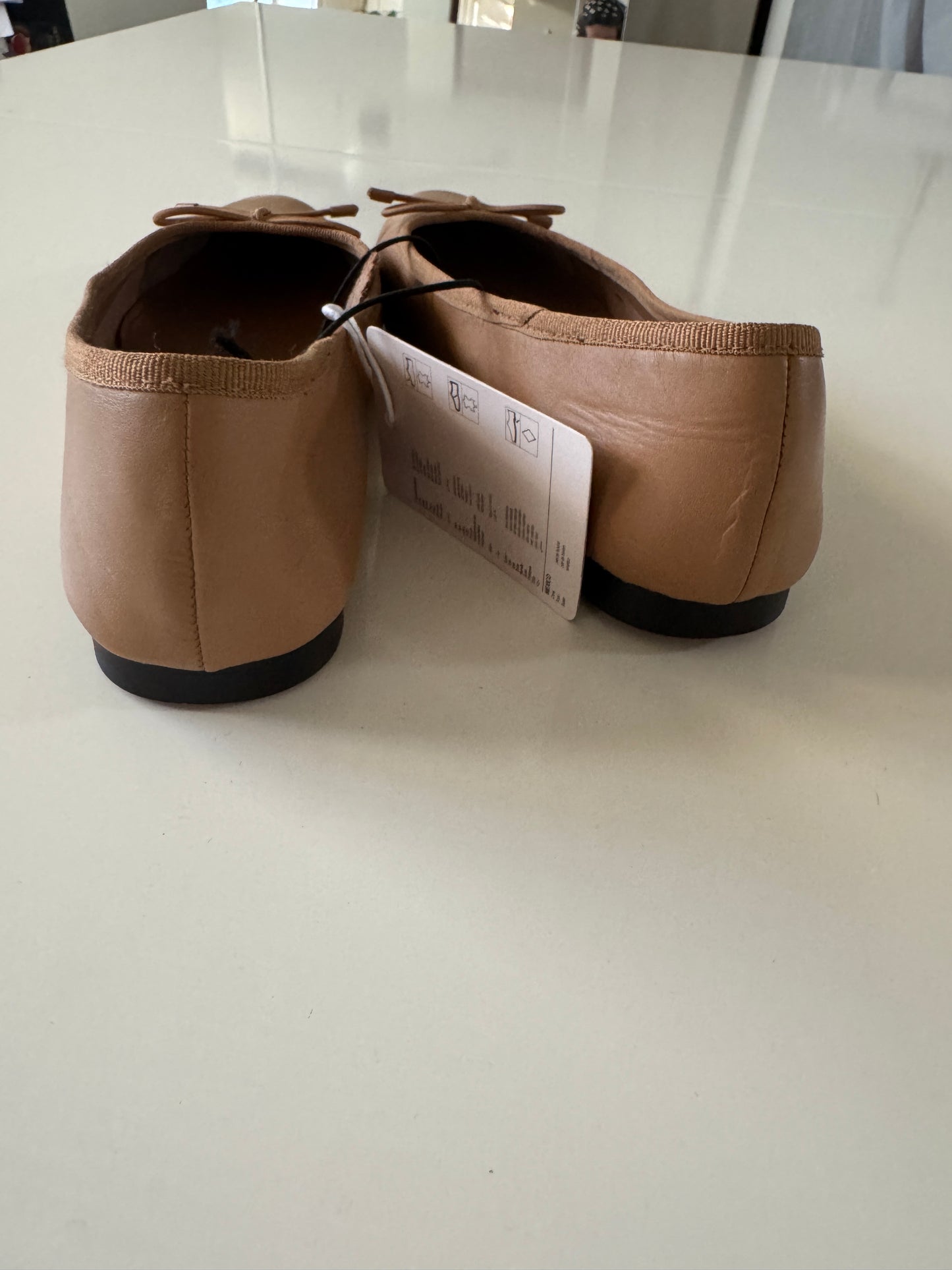 Flats beige de piel, Talla 25mx, 7.5Usa, 38Eur, Mujer, Sfera