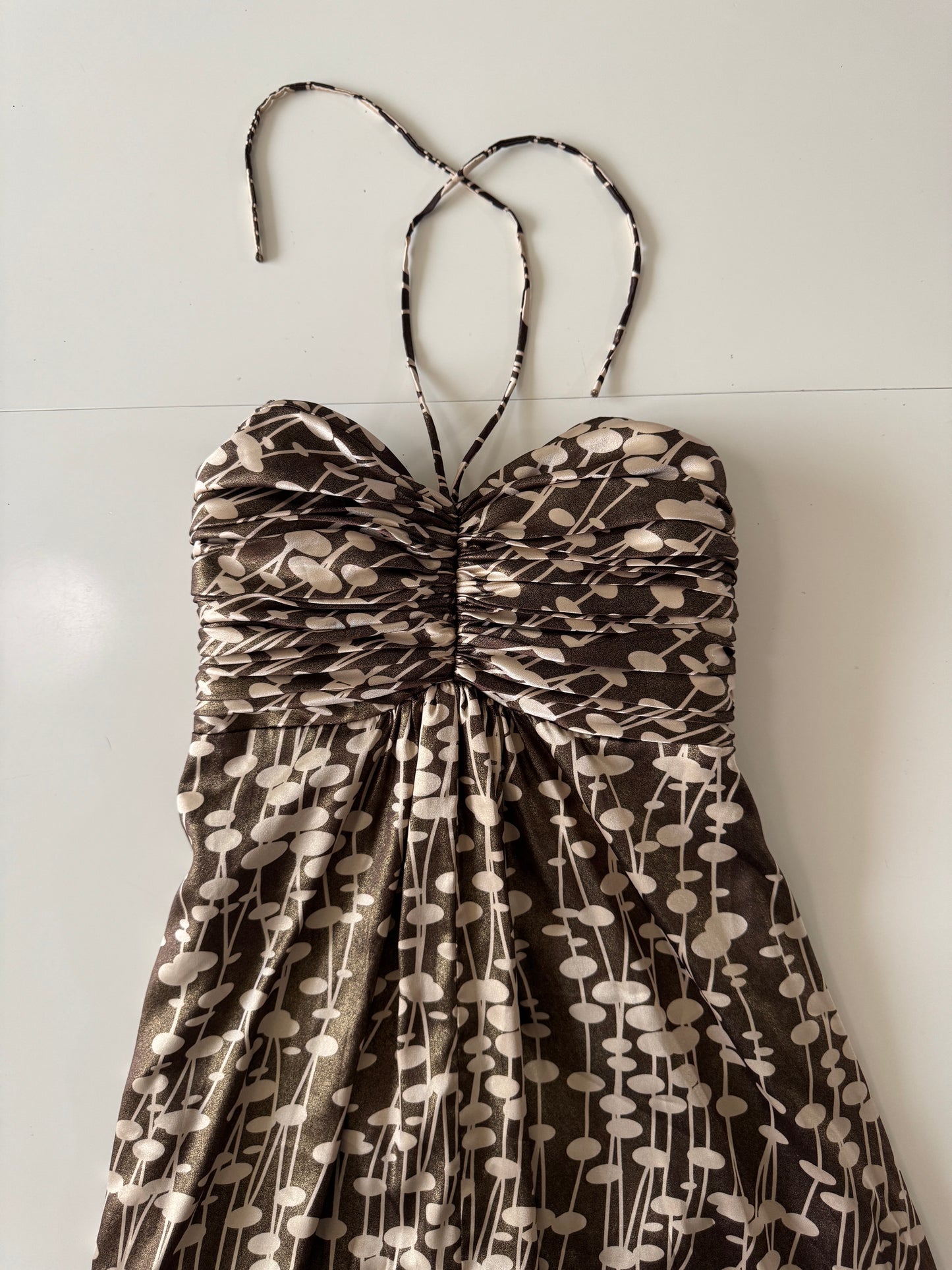 Vestido de fiesta estampado color bronce, Talla 4, S, Mujer, Barbara's