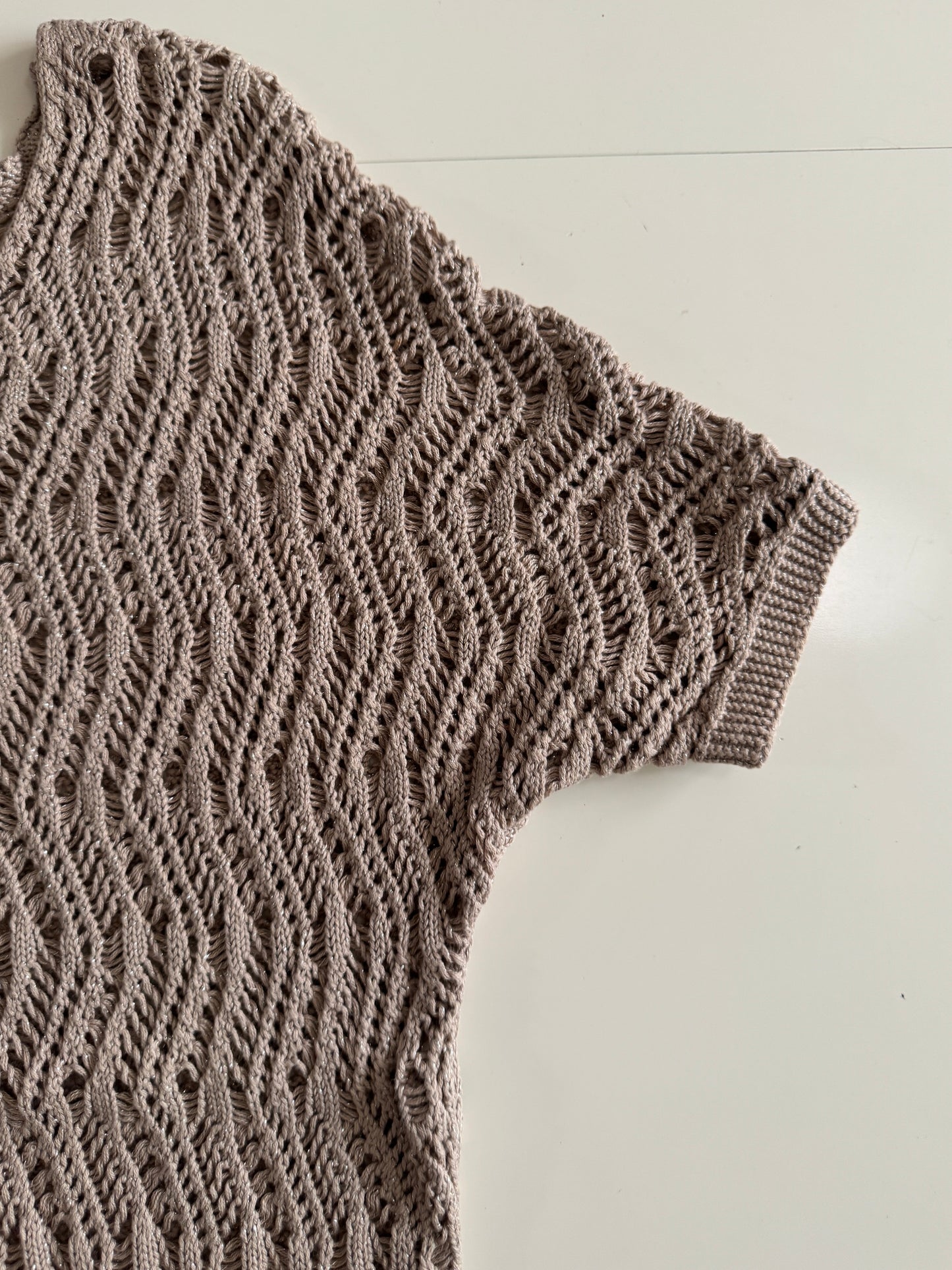 Blusa de punto beige, Talla S, Mujer, Dana Buchman