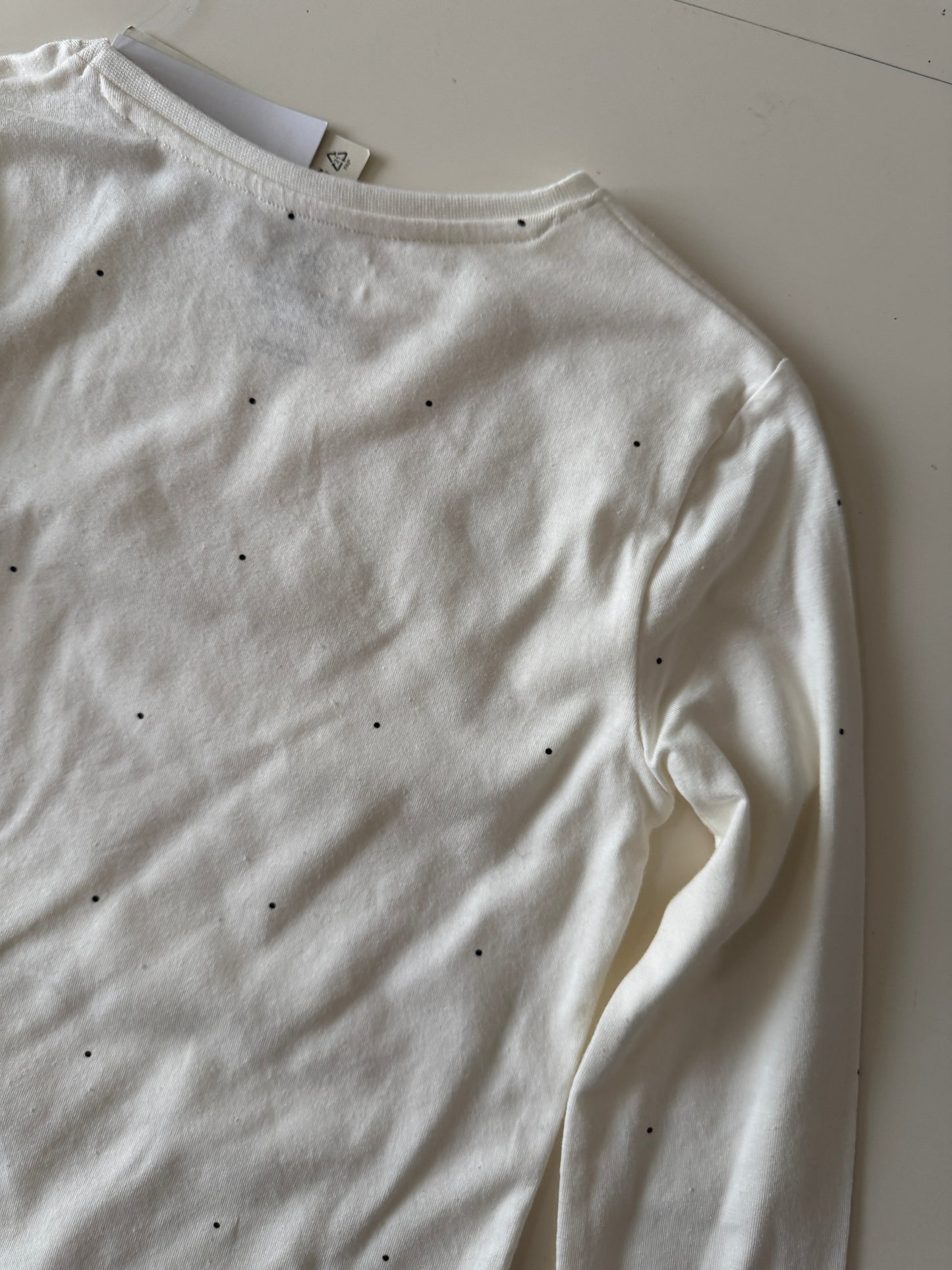 Playera manga larga blanca con lunares, Talla 8 a 10 años, Niña, H&M
