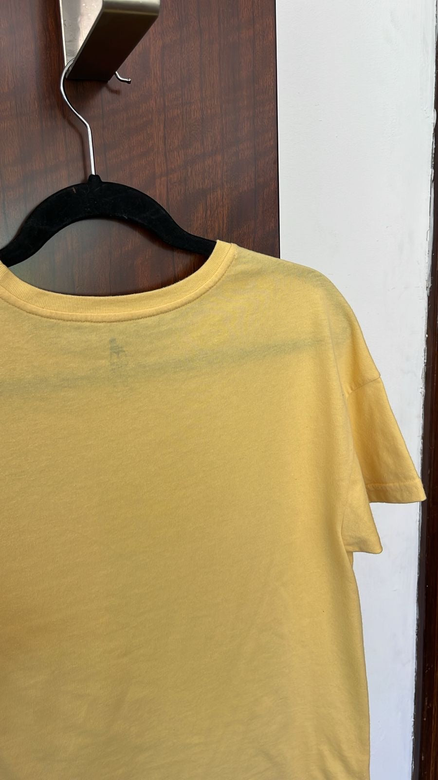 Playera amarilla clara, Talla S, Mujer, Cuidado con el perro