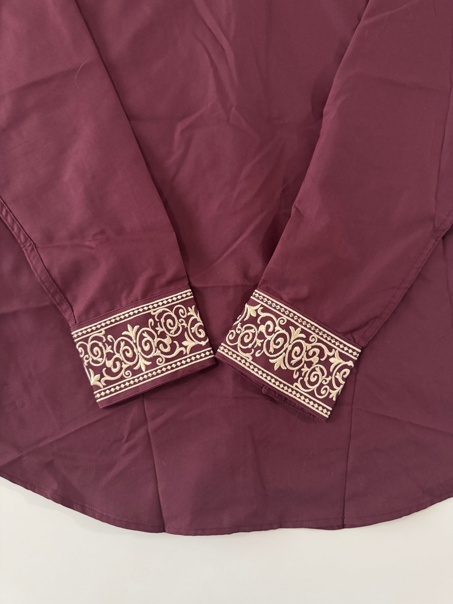 Camisa vaquera bordada color vino, Talla L, Winster, Hombre