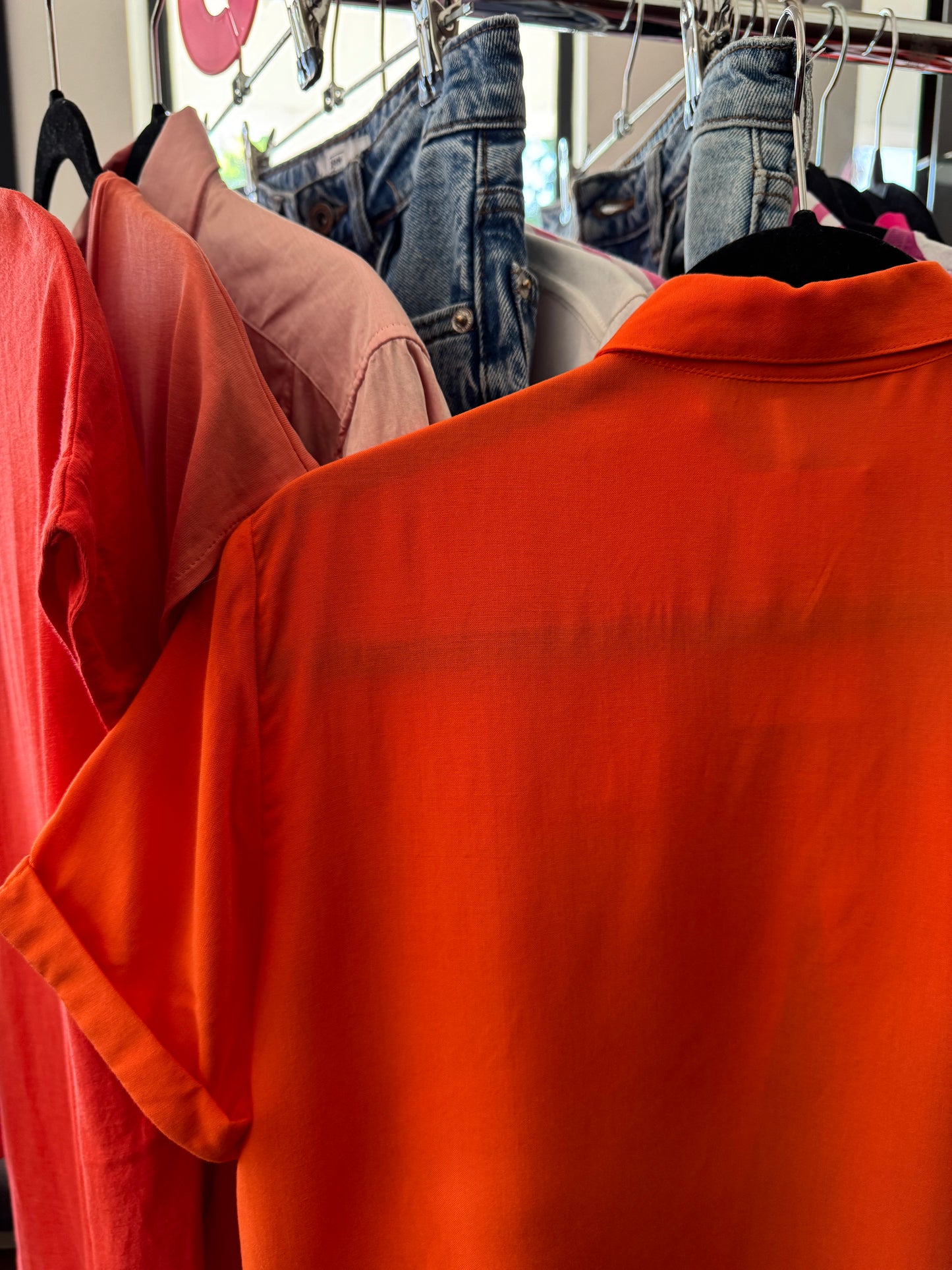 Camisa naranja, Talla L slim, Mujer, Shasa