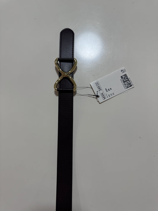 Cinturon cafe con hebilla dorada, Talla Xs, Mujer, H&M