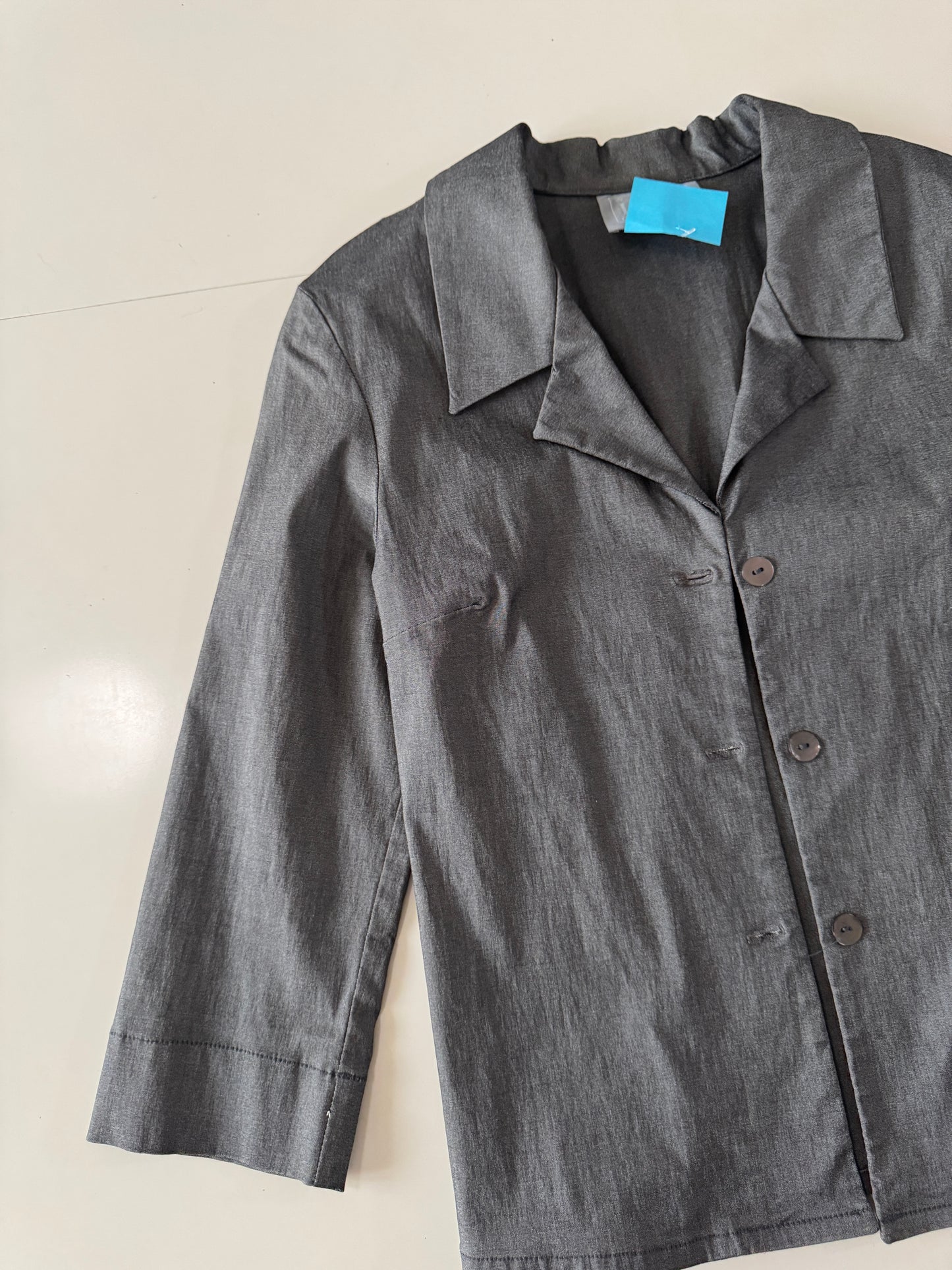 Blazer/blusa gris satinado, Talla S, Mujer, LOB