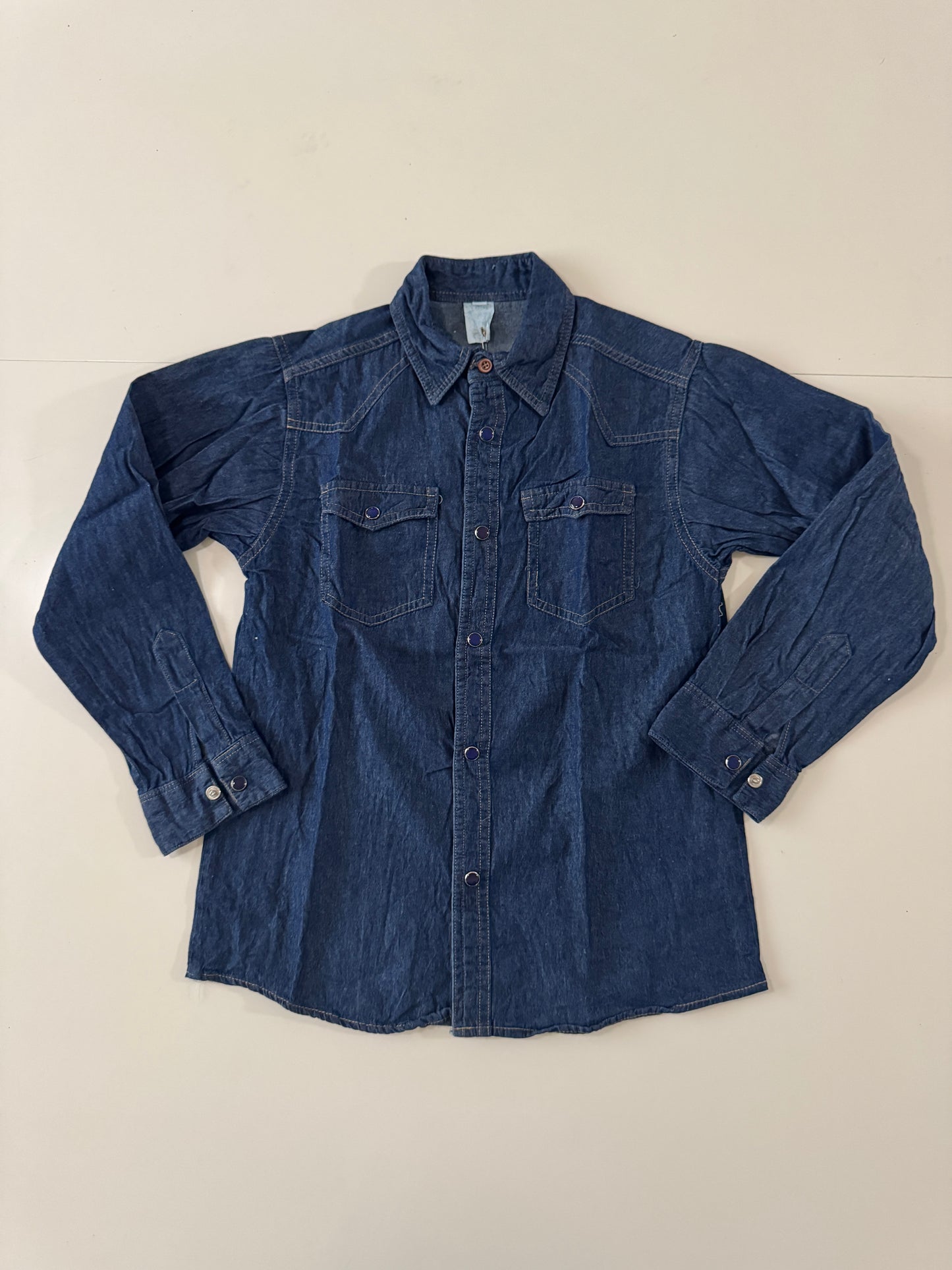 Camisa vaquera de mezclilla azul, Talla 12 años, Niño, Ozono Kracto