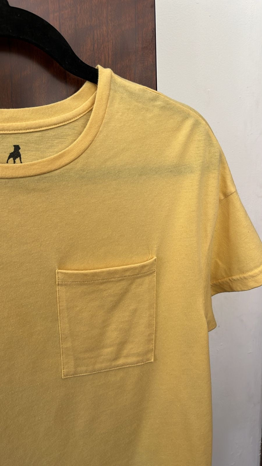 Playera amarilla clara, Talla S, Mujer, Cuidado con el perro