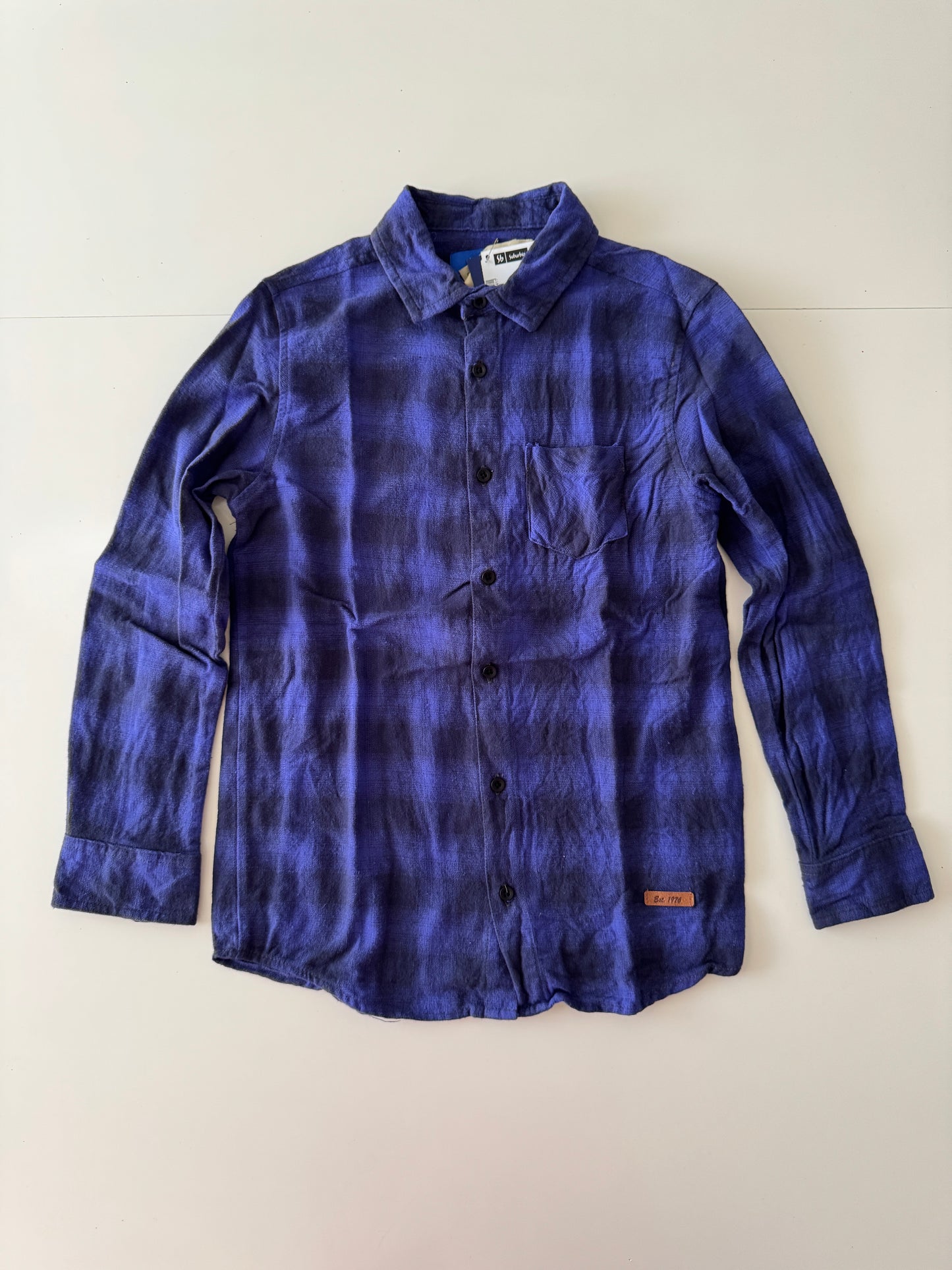 Camisa de franela de cuadros morada, Talla 10 años, Niños, Weekend