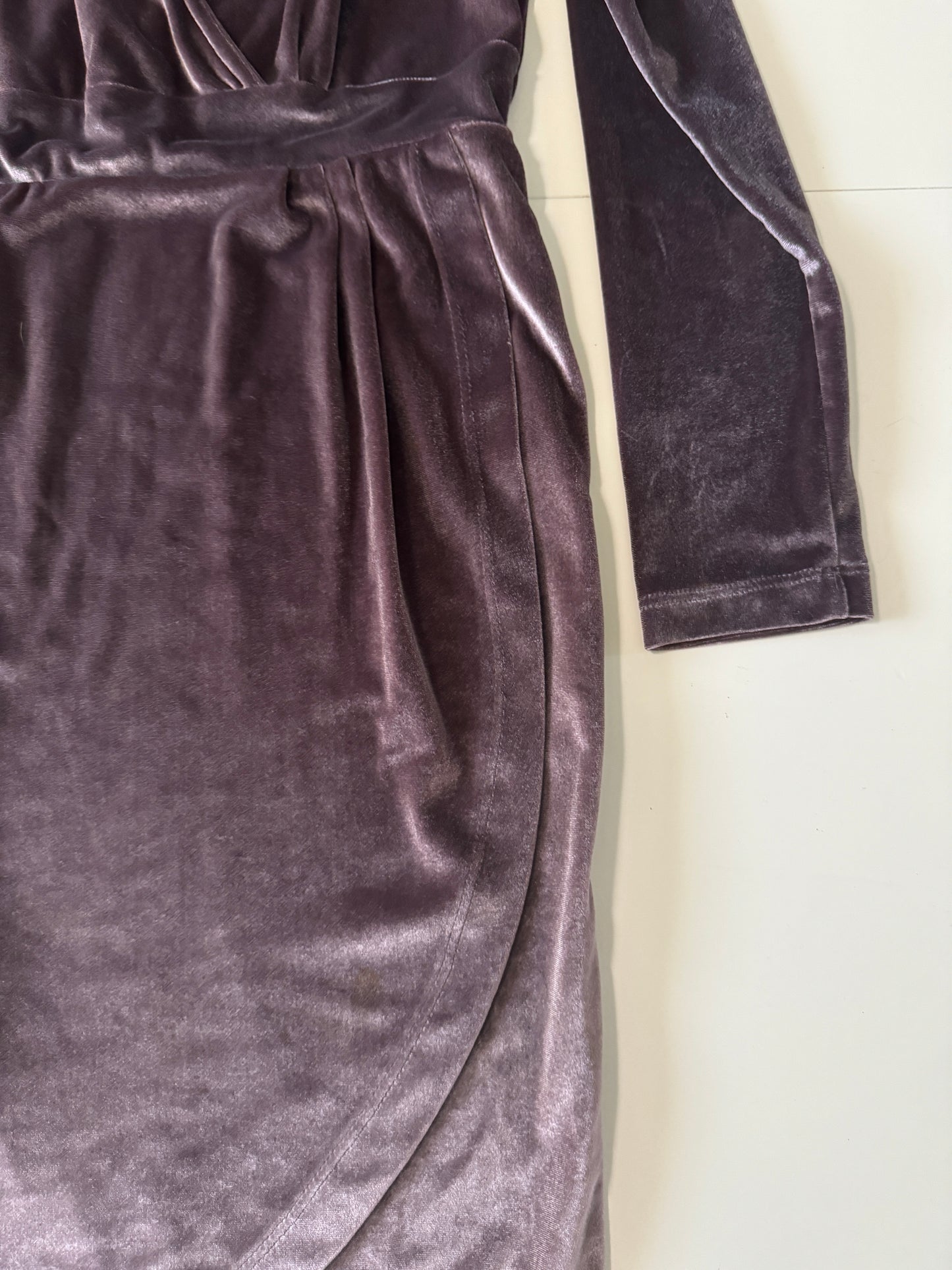Vestido de terciopelo lila, Talla S, Mujer