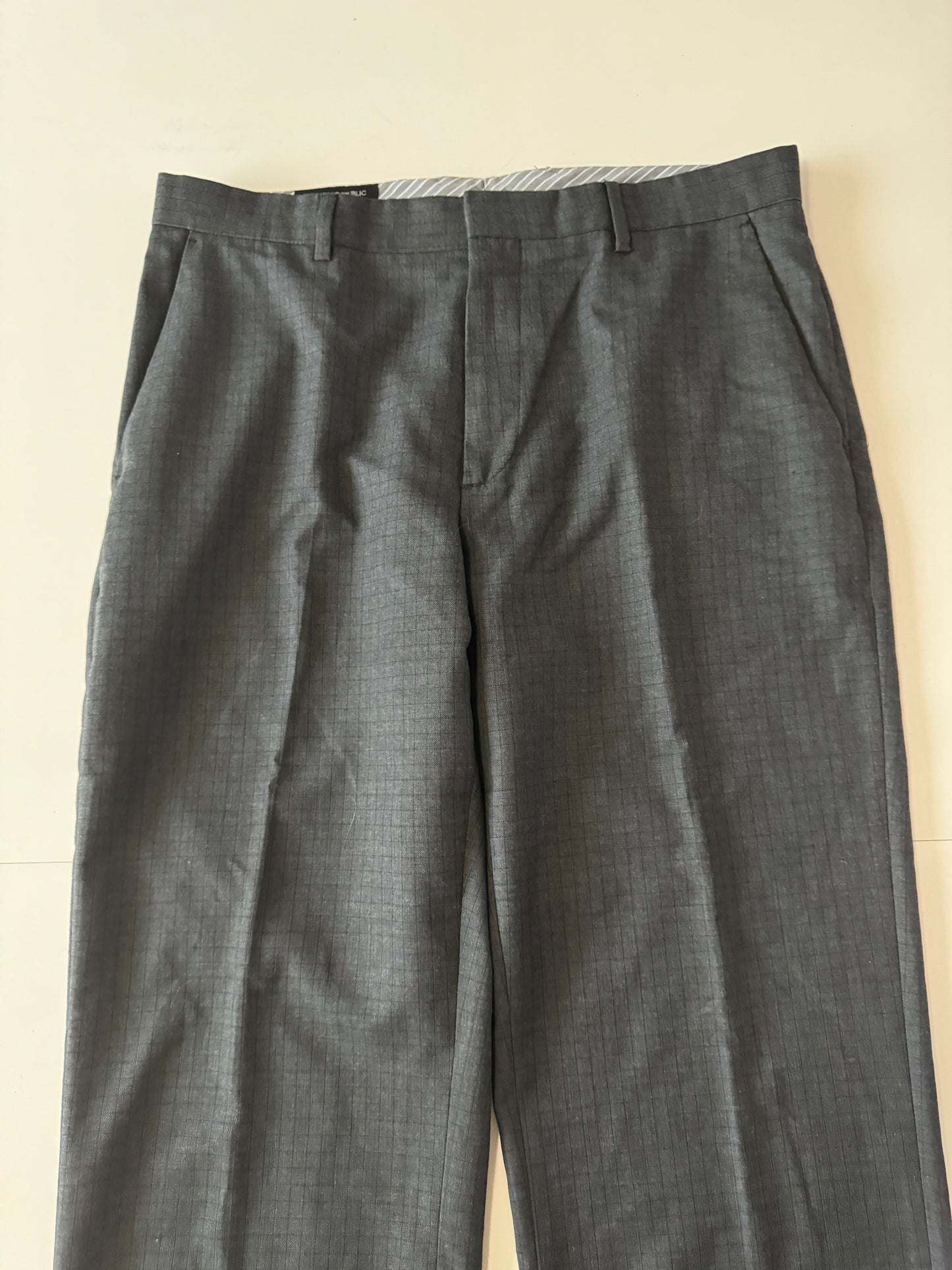 Pantalones de vestir grises de cuadros, Talla 34x32, Hombre