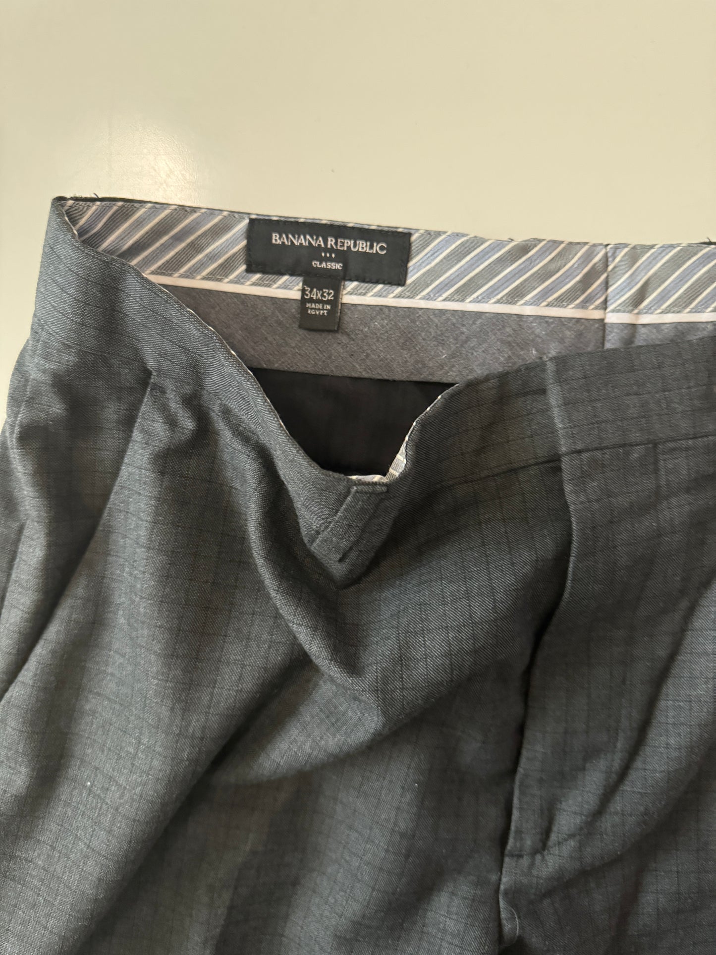 Pantalones de vestir grises de cuadros, Talla 34x32, Hombre