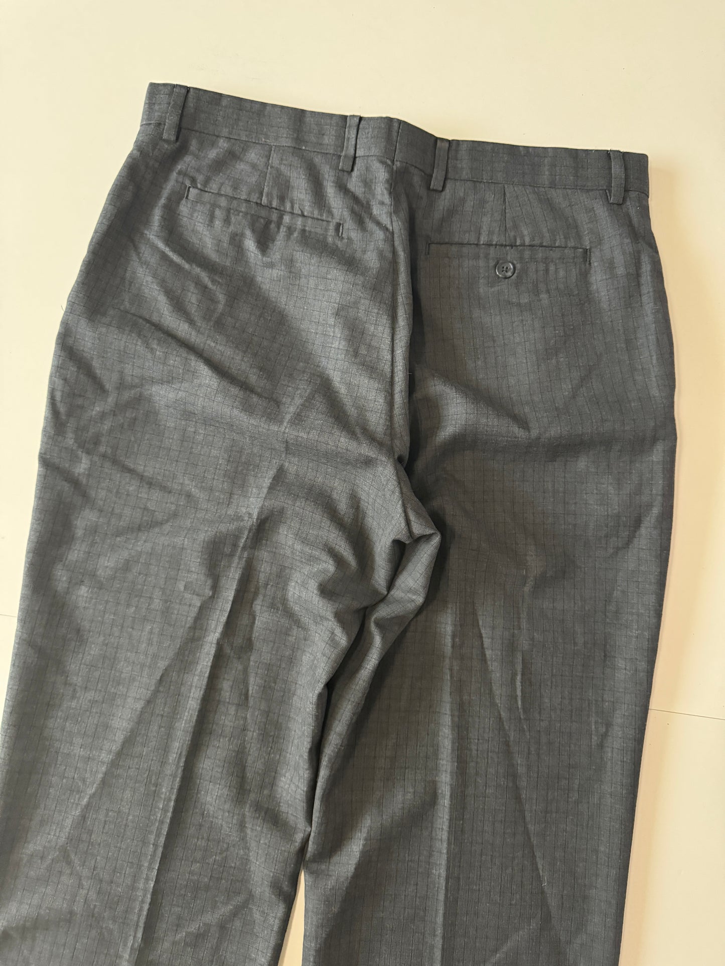 Pantalones de vestir grises de cuadros, Talla 34x32, Hombre