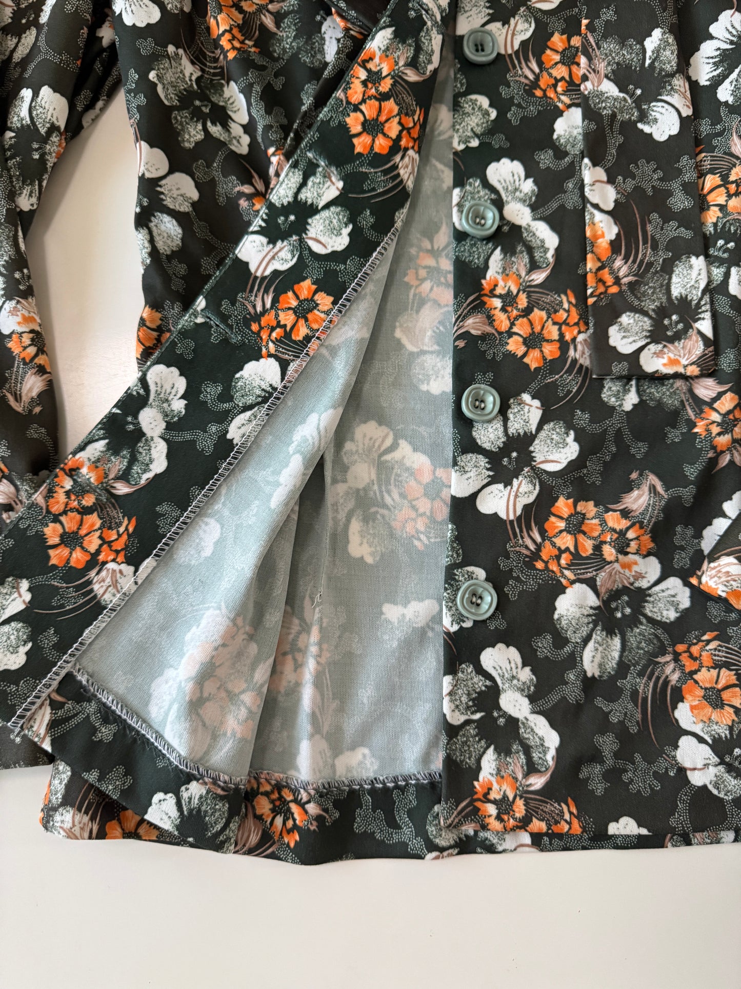 Blusa camisera vinage estampada, Talla S, Mujer