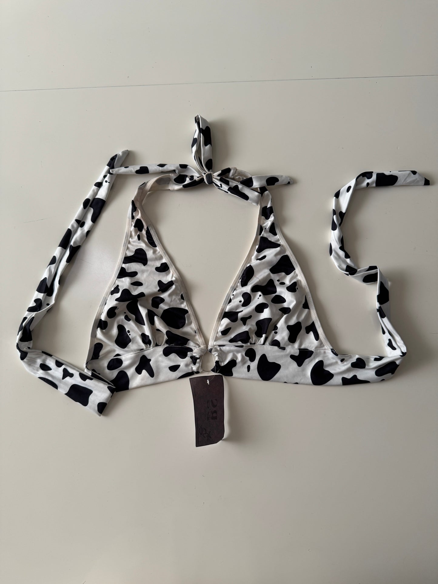 Top de lycra, estampado de vaca, Talla M, Mujer