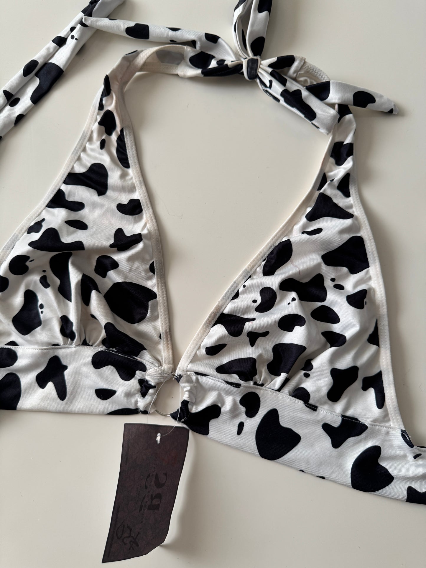 Top de lycra, estampado de vaca, Talla M, Mujer