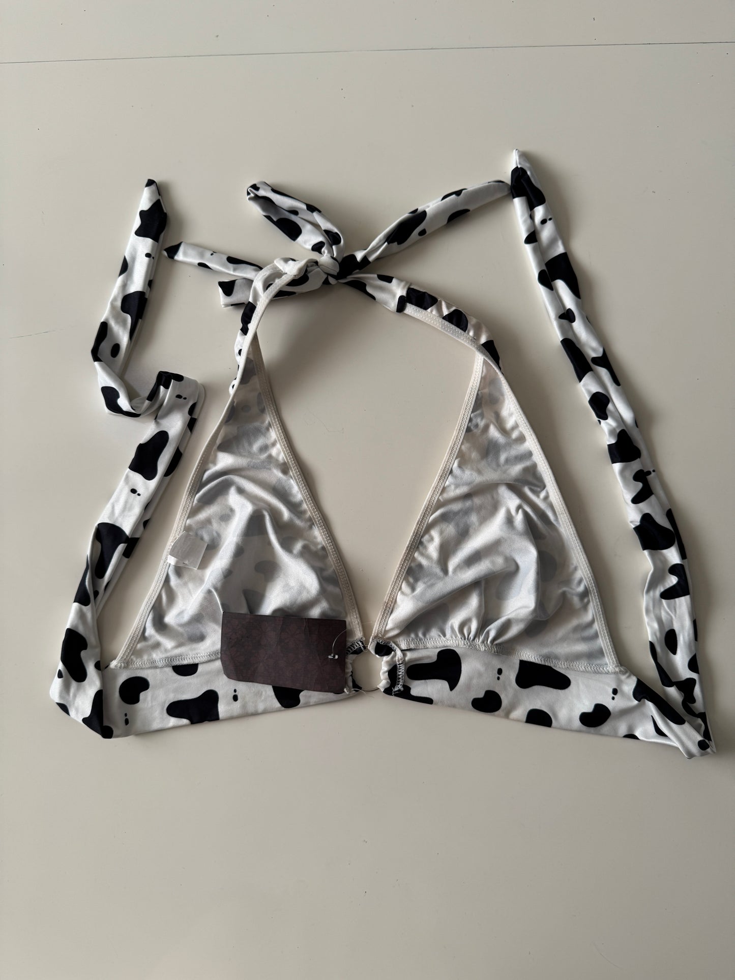 Top de lycra, estampado de vaca, Talla M, Mujer