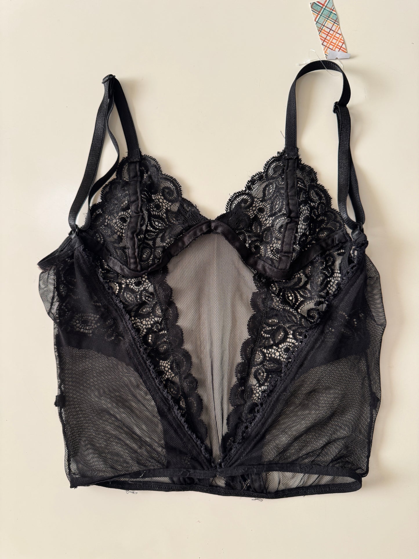 Bustier de encaje negro, Talla M, Mujer