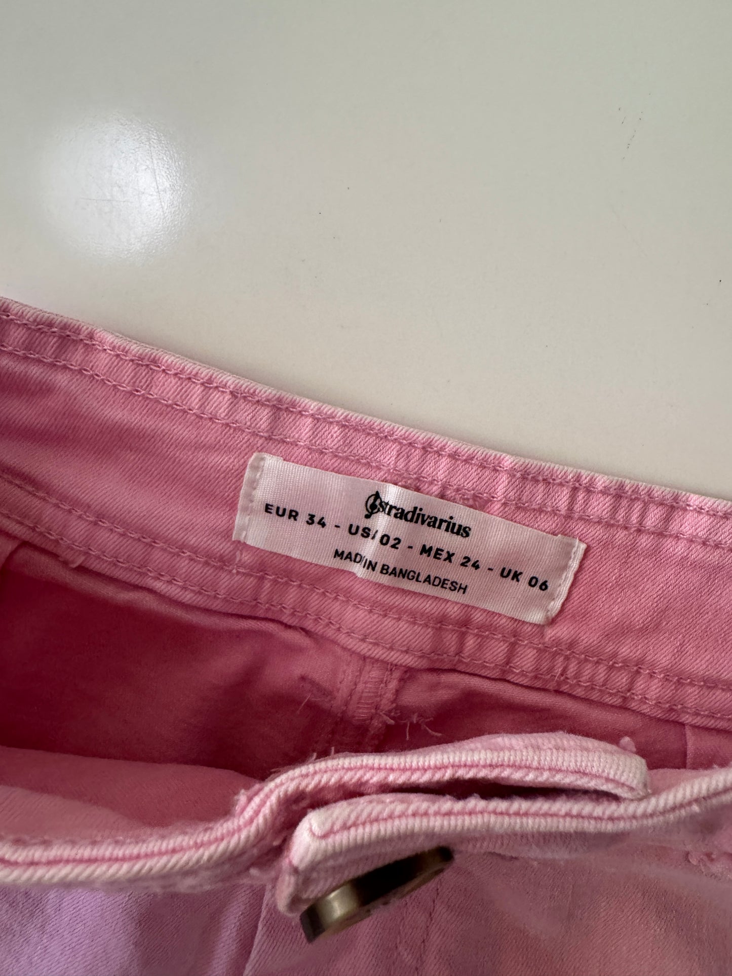Falda de mezclilla rosa, Talla 24Mx, 2Usa, Mujer