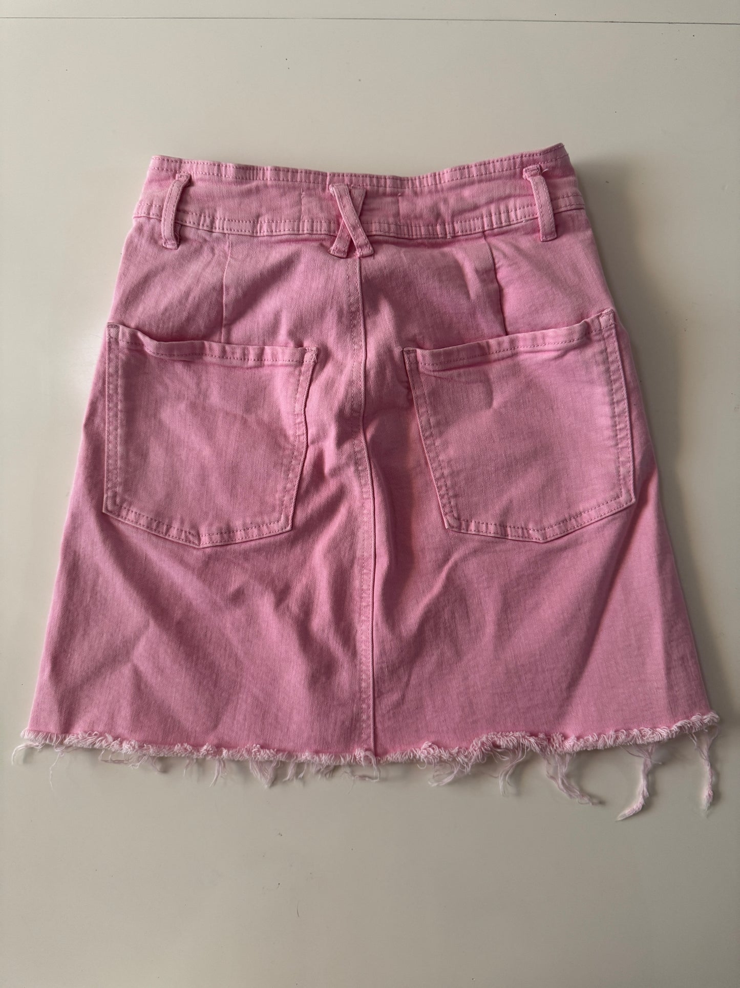 Falda de mezclilla rosa, Talla 24Mx, 2Usa, Mujer