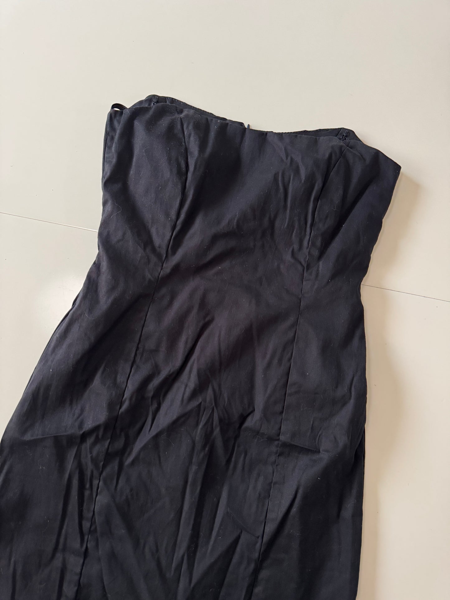 Vestido strapless negro, Talla S, Mujer