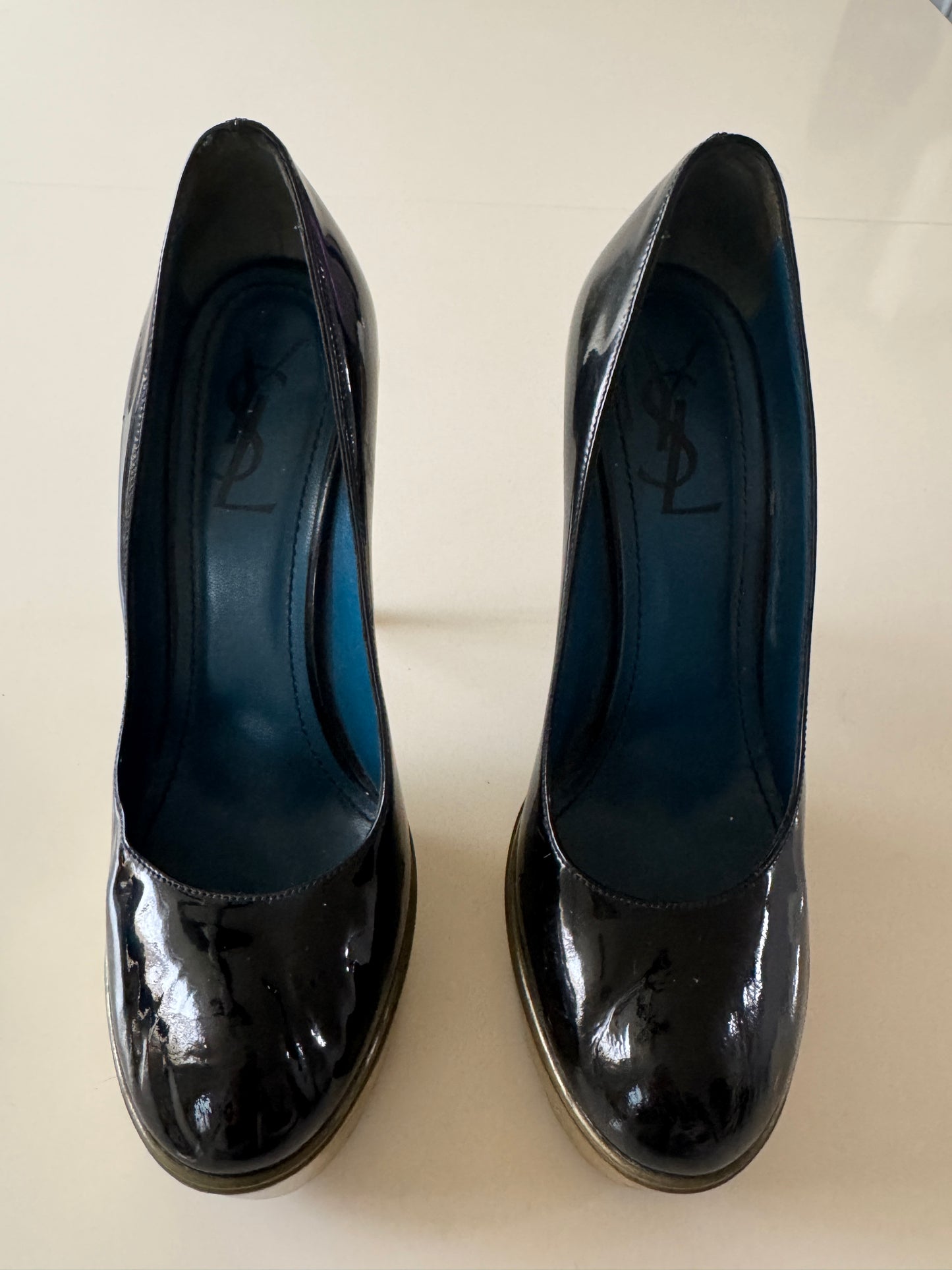Zapatos negros de charol, Talla 24.5Mx, 38 Eu, Mujer