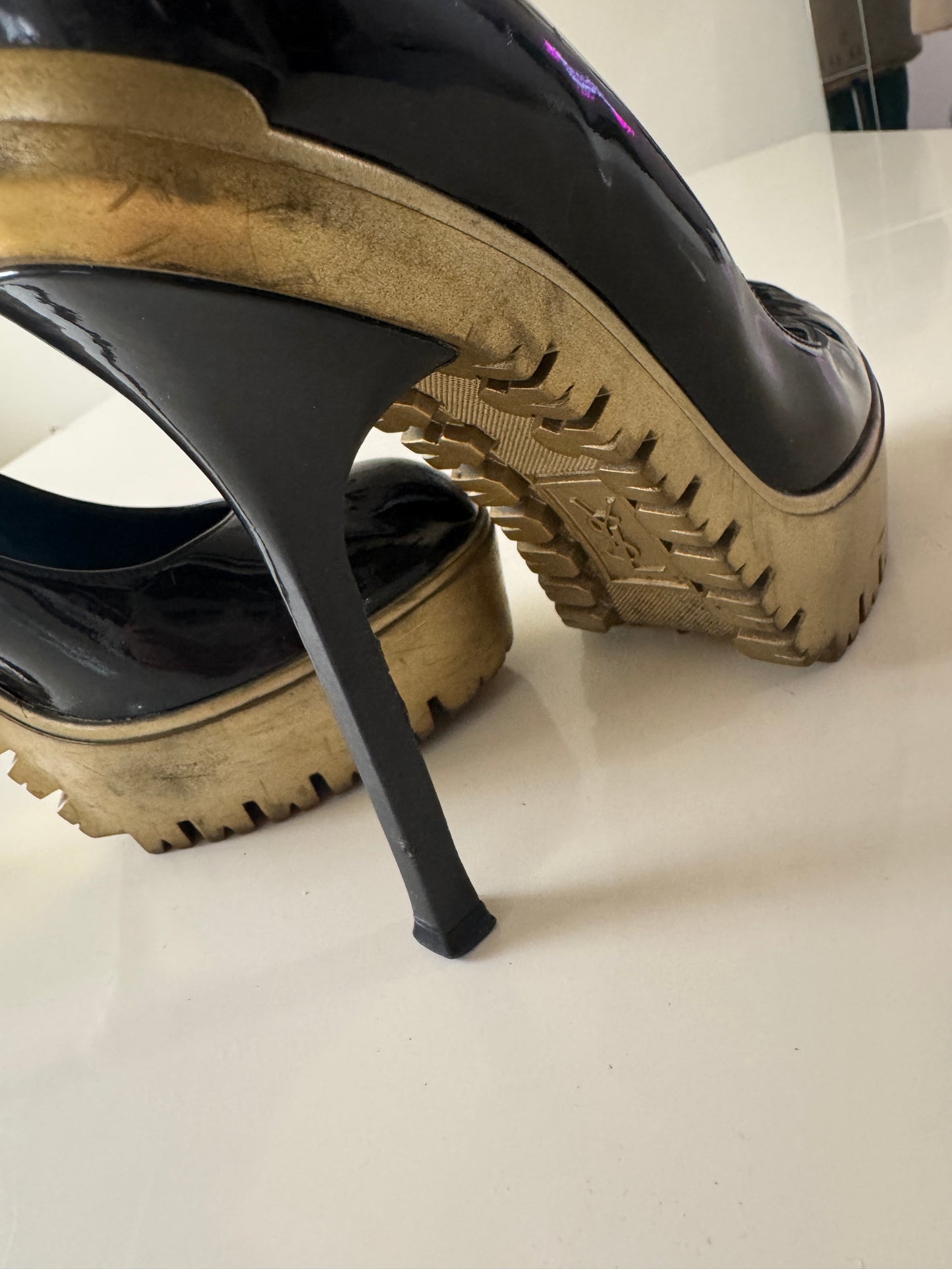 Zapatos negros de charol, Talla 24.5Mx, 38 Eu, Mujer
