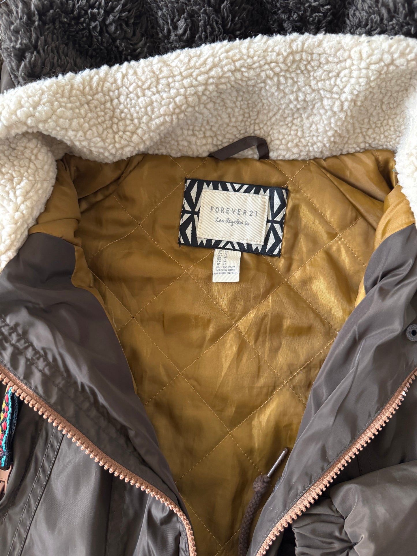 Parka jacket verde militar, Talla M, Mujer