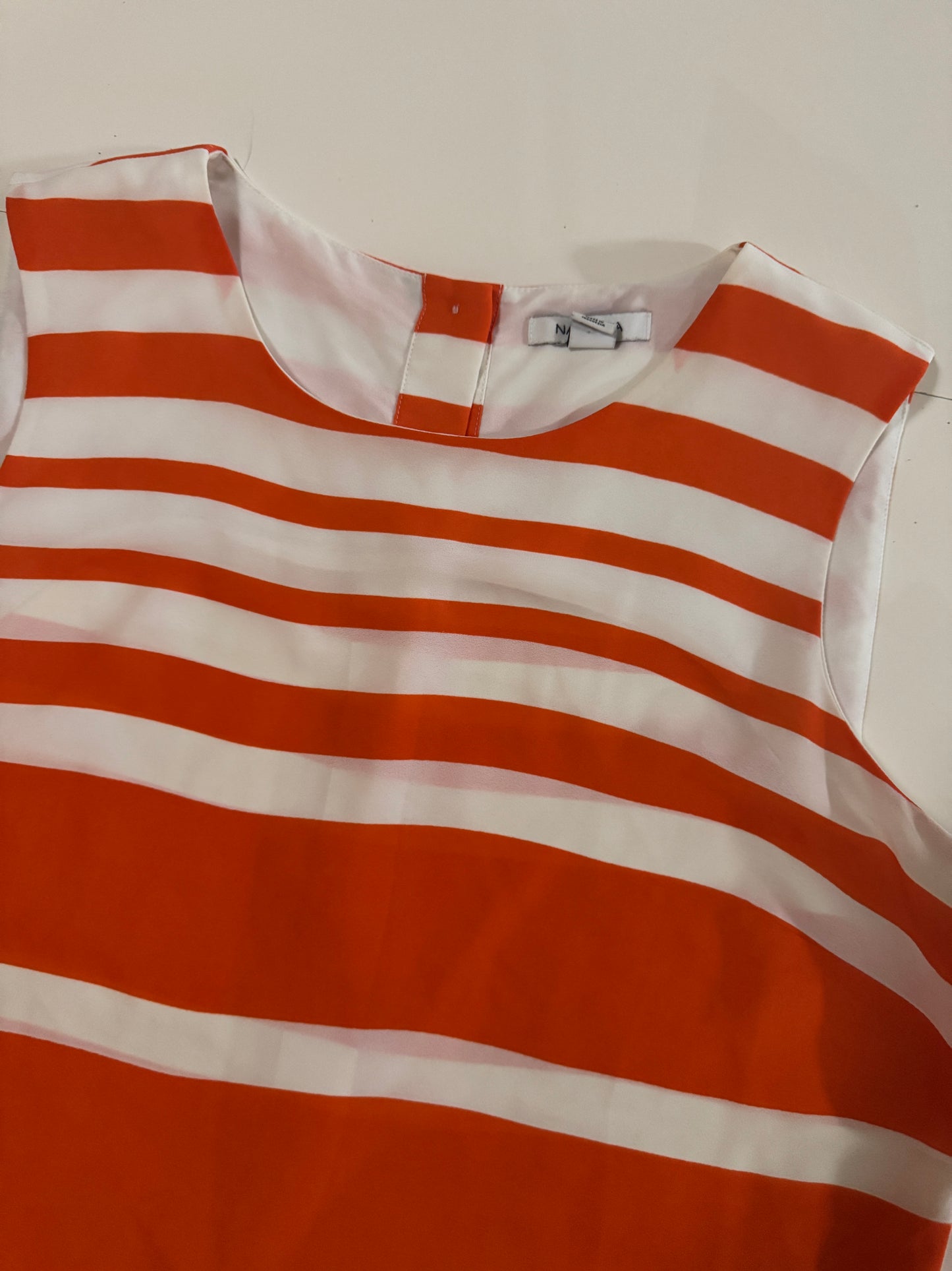 Blusa sin mangas de lineas estampada, Talla L, Mujer