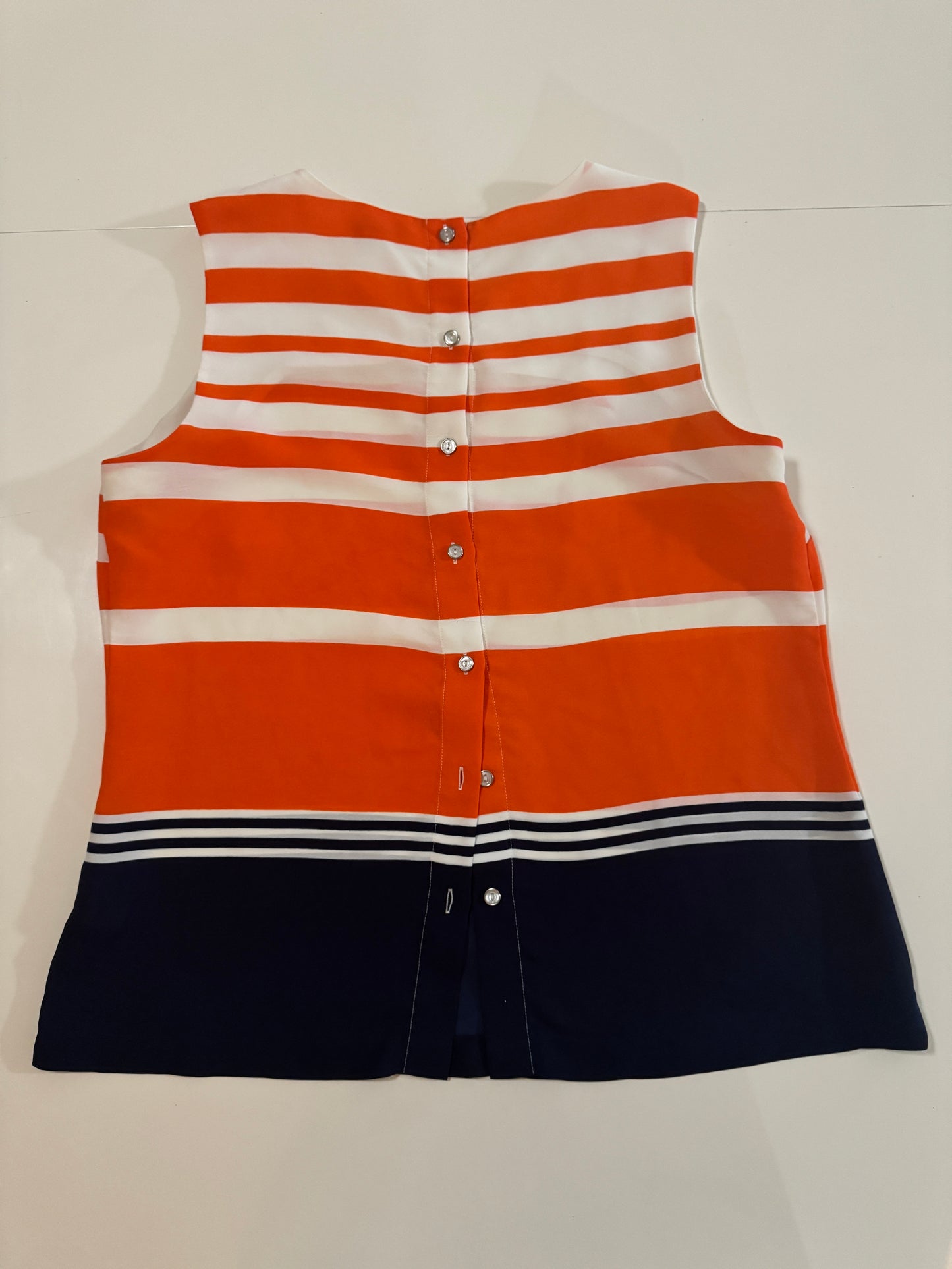 Blusa sin mangas de lineas estampada, Talla L, Mujer