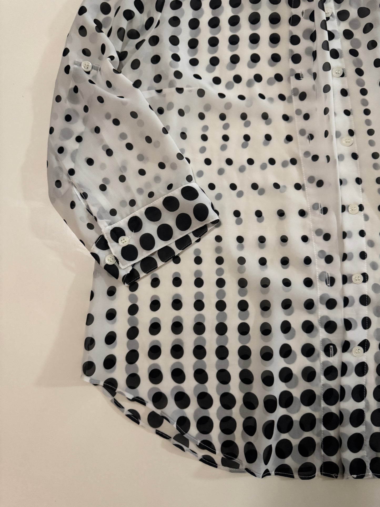 Camisa de lunares, manga 3/4, Talla PM, Mujer