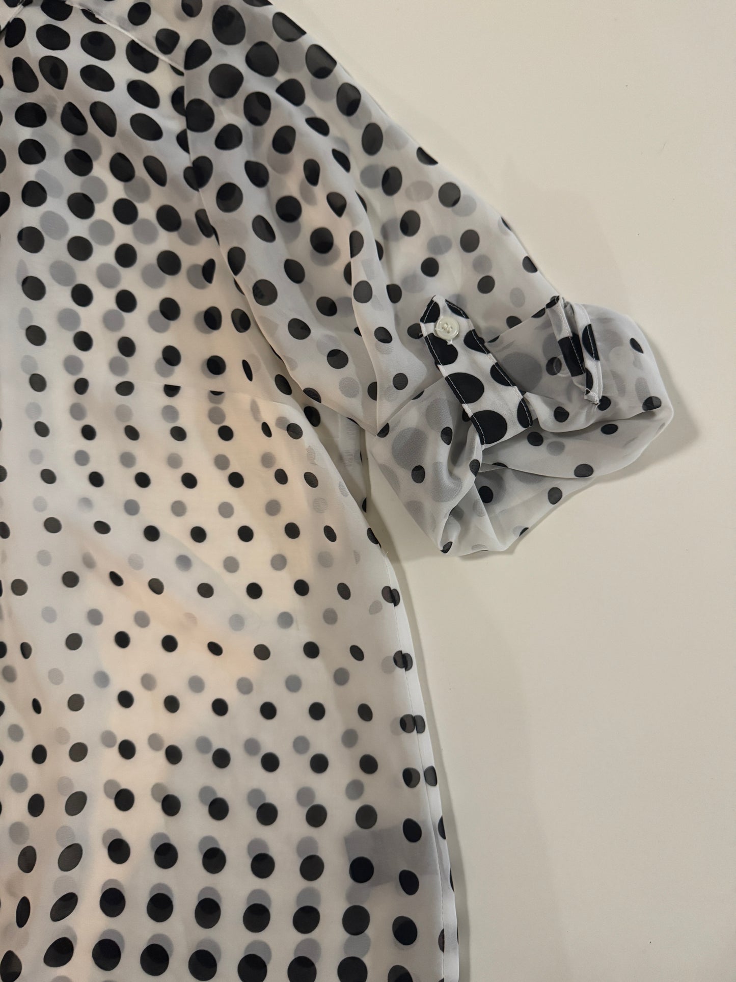 Camisa de lunares, manga 3/4, Talla PM, Mujer