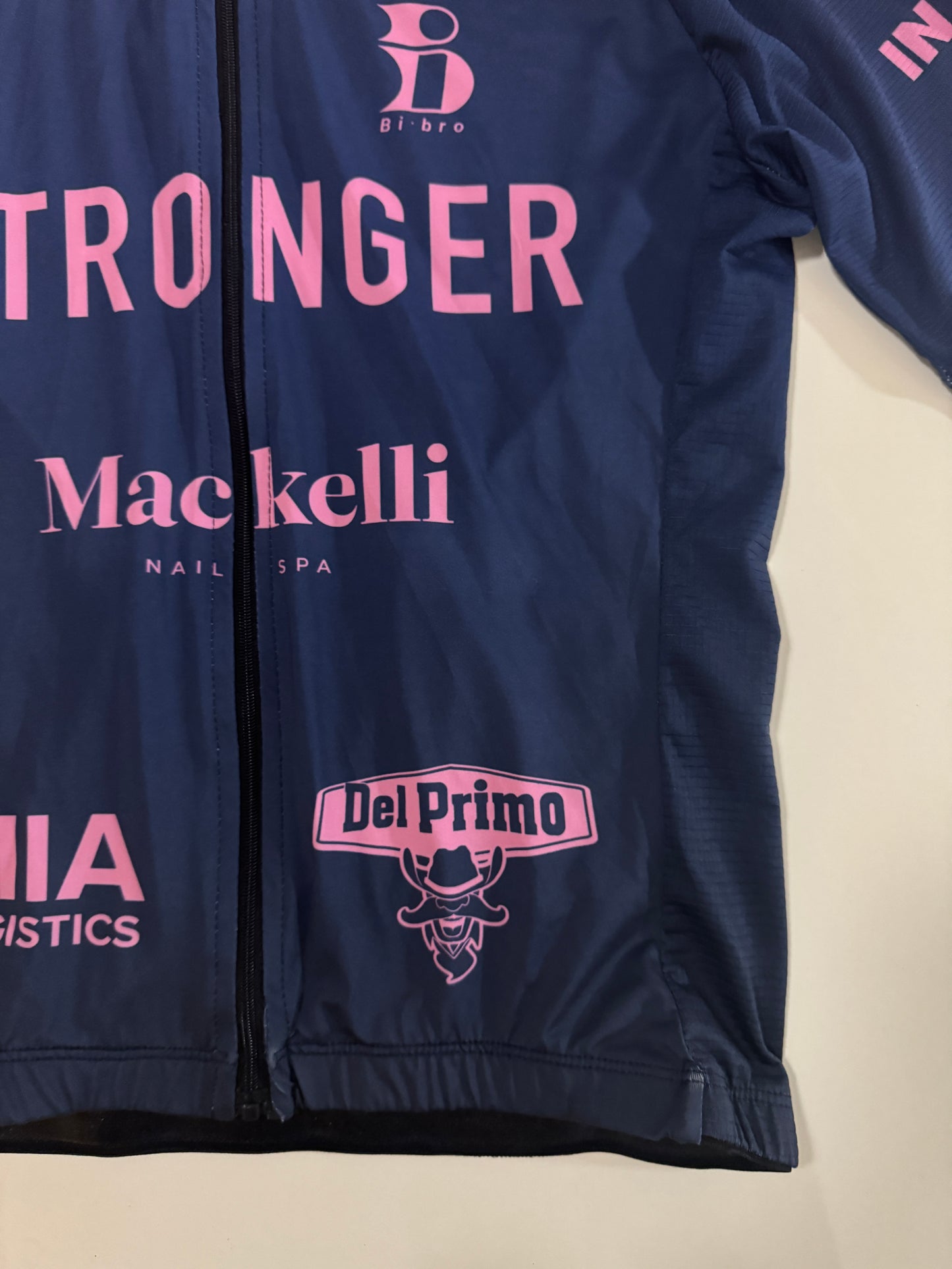 Playera de ciclismo, brandeada. Azul con rosa, Talla S, Mujer