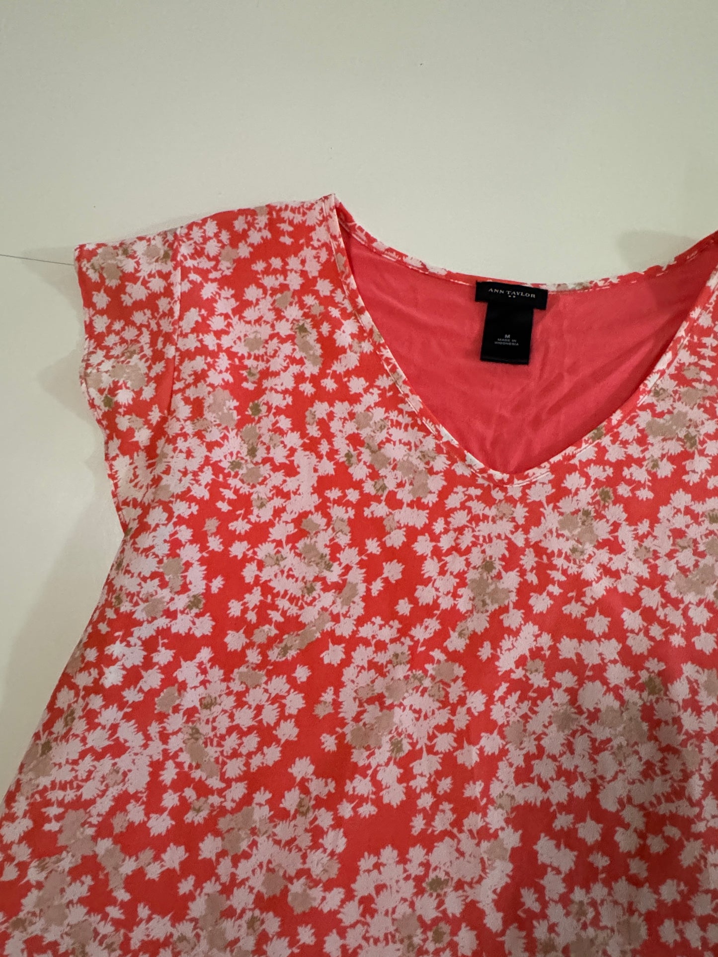 Blusa flores estampada, espalda de jersey, Talla M, Mujer