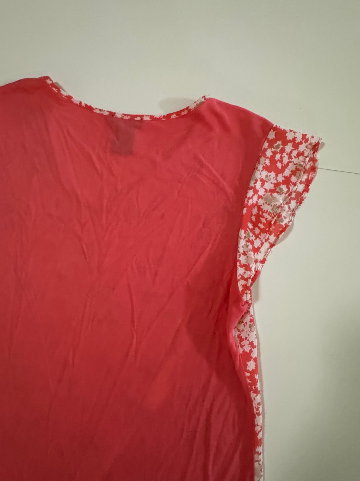 Blusa flores estampada, espalda de jersey, Talla M, Mujer