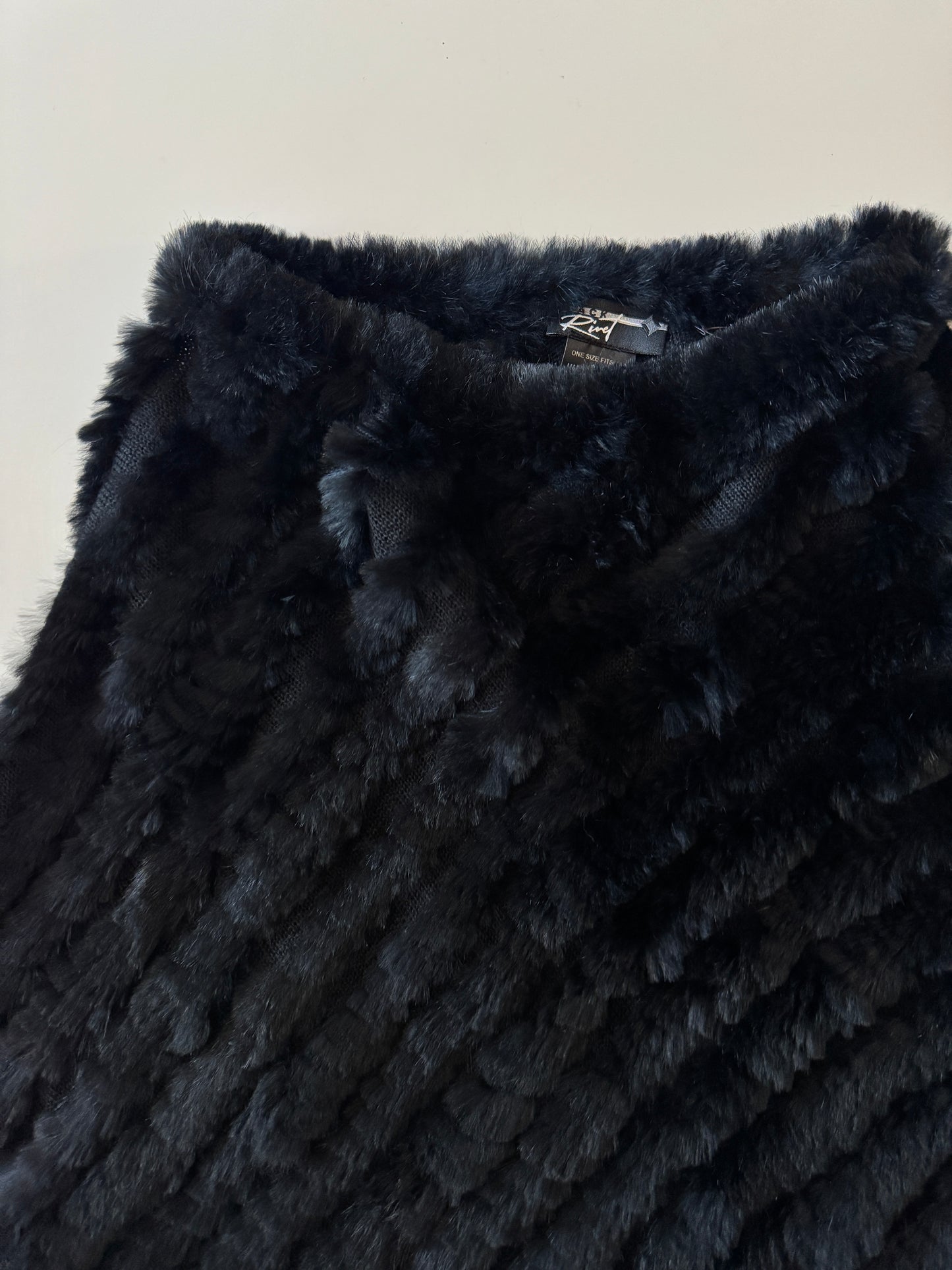 Poncho de piel de conejo, Unitalla, Mujer, Rivet