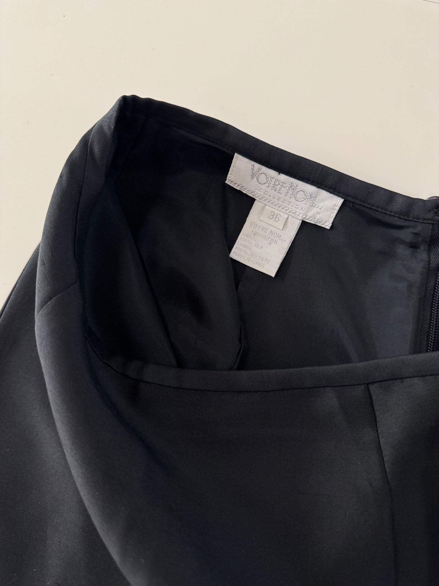 Falda negra de seda, Talla 36, S-M, Mujer, Votre Nom