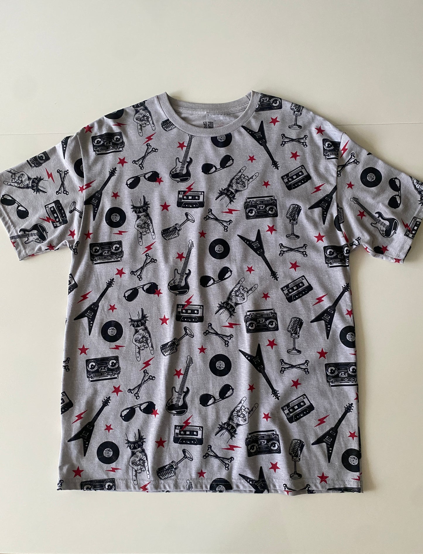 Playera gris estampada, Talla L, Hombre