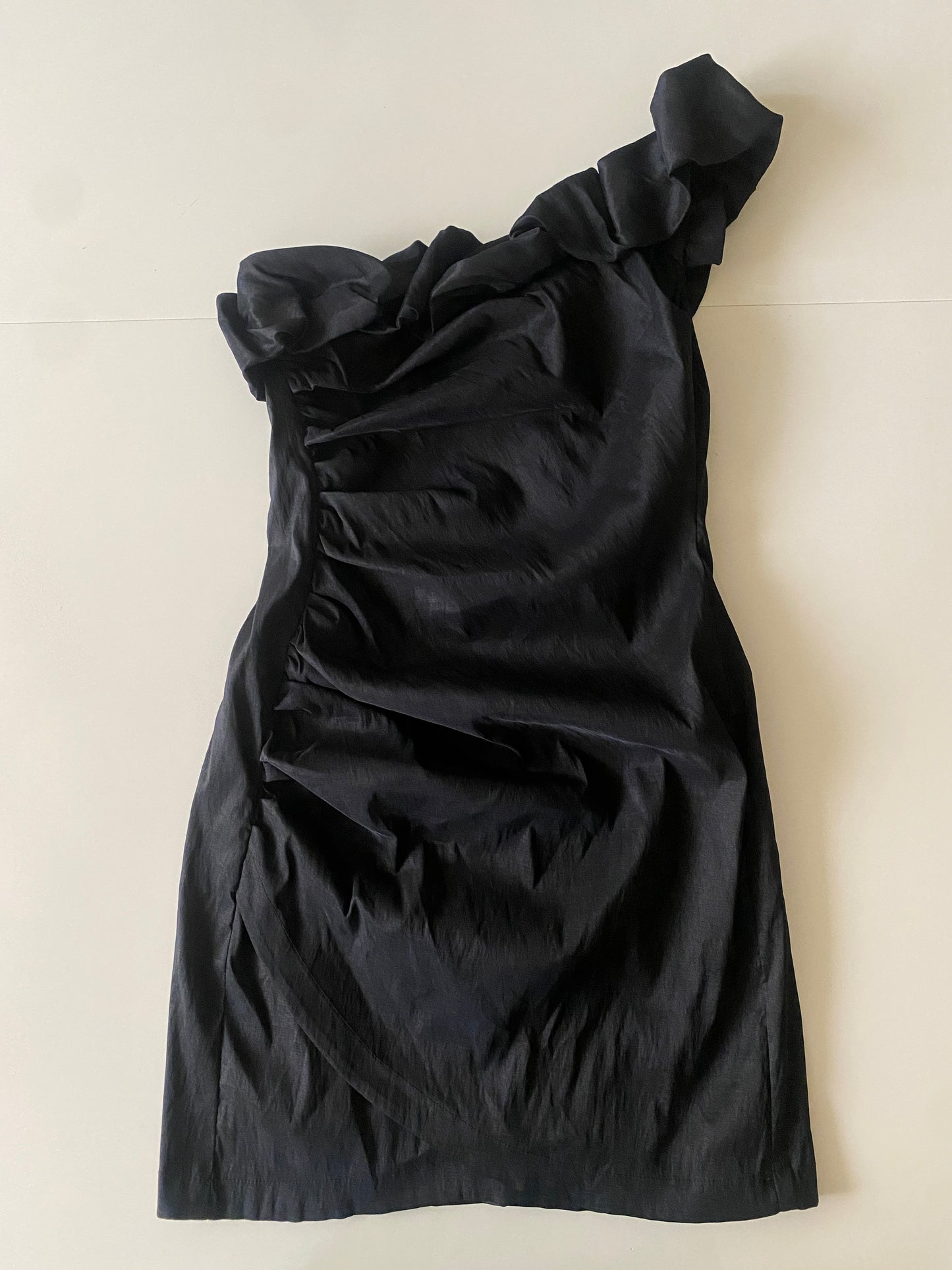 Vestido fiesta de 1 hombro con drapeado, Talla L, Mujer