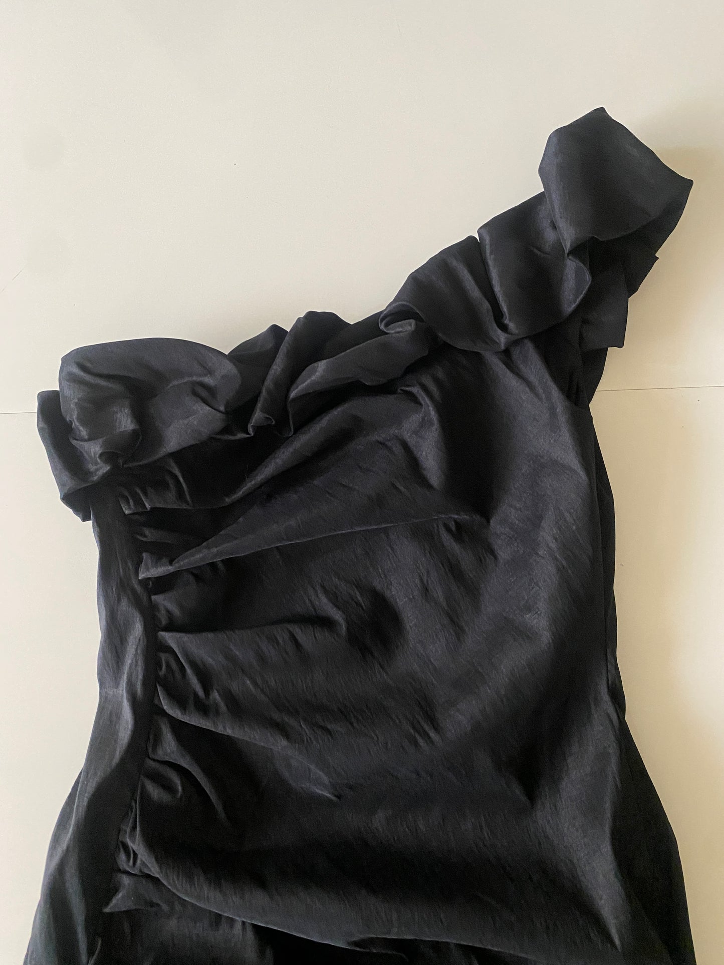 Vestido fiesta de 1 hombro con drapeado, Talla L, Mujer