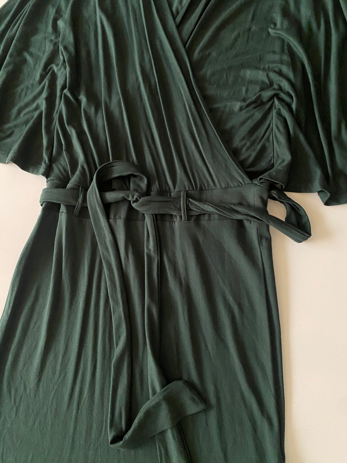 Vestido verde manga muercielago, stretch, Talla S, Mujer