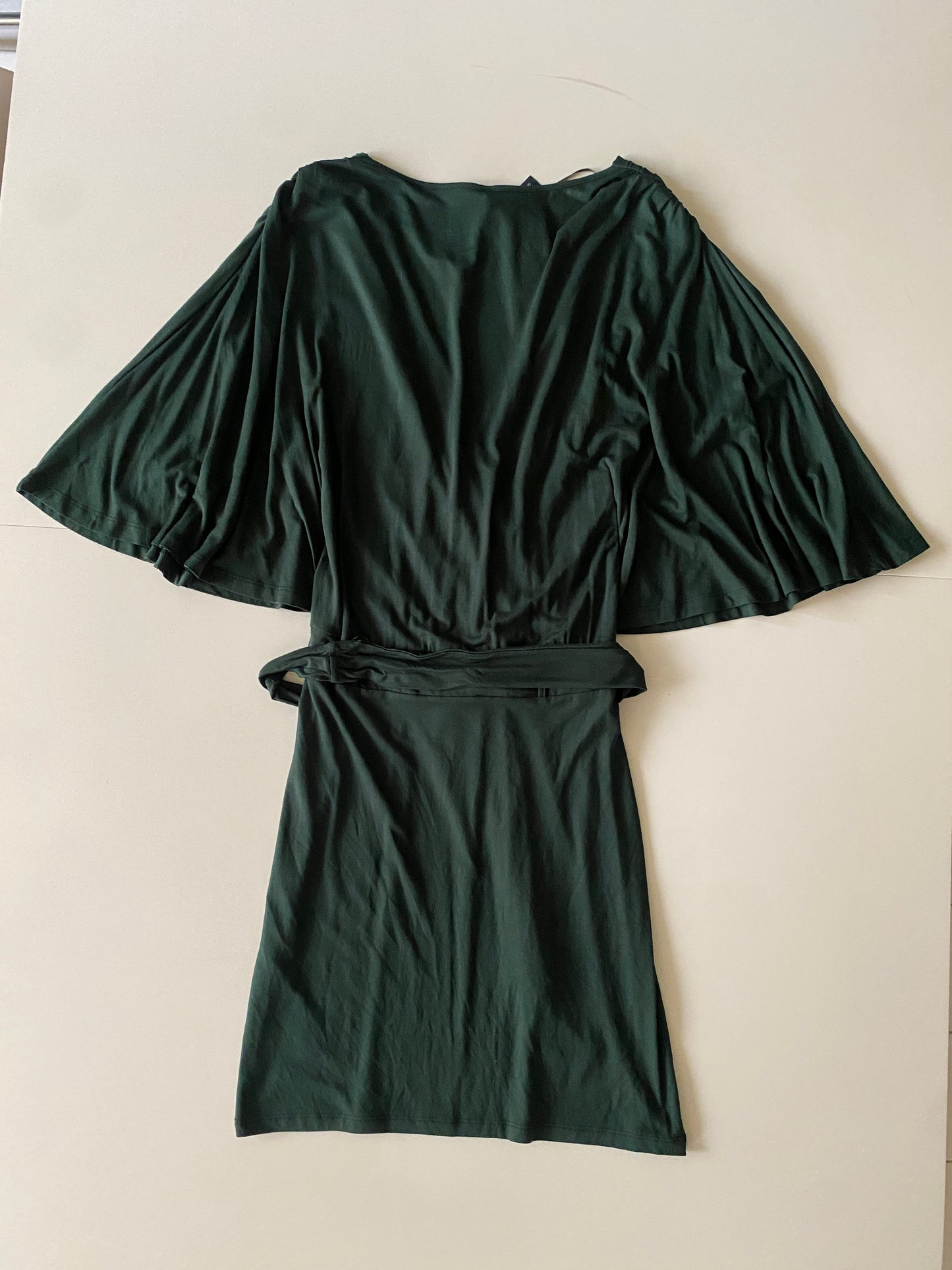 Vestido verde manga muercielago, stretch, Talla S, Mujer