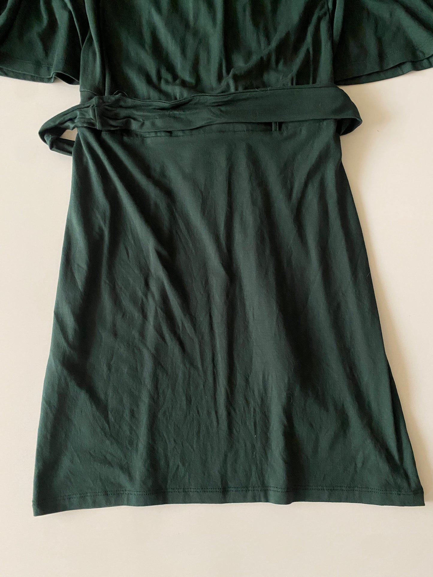 Vestido verde manga muercielago, stretch, Talla S, Mujer
