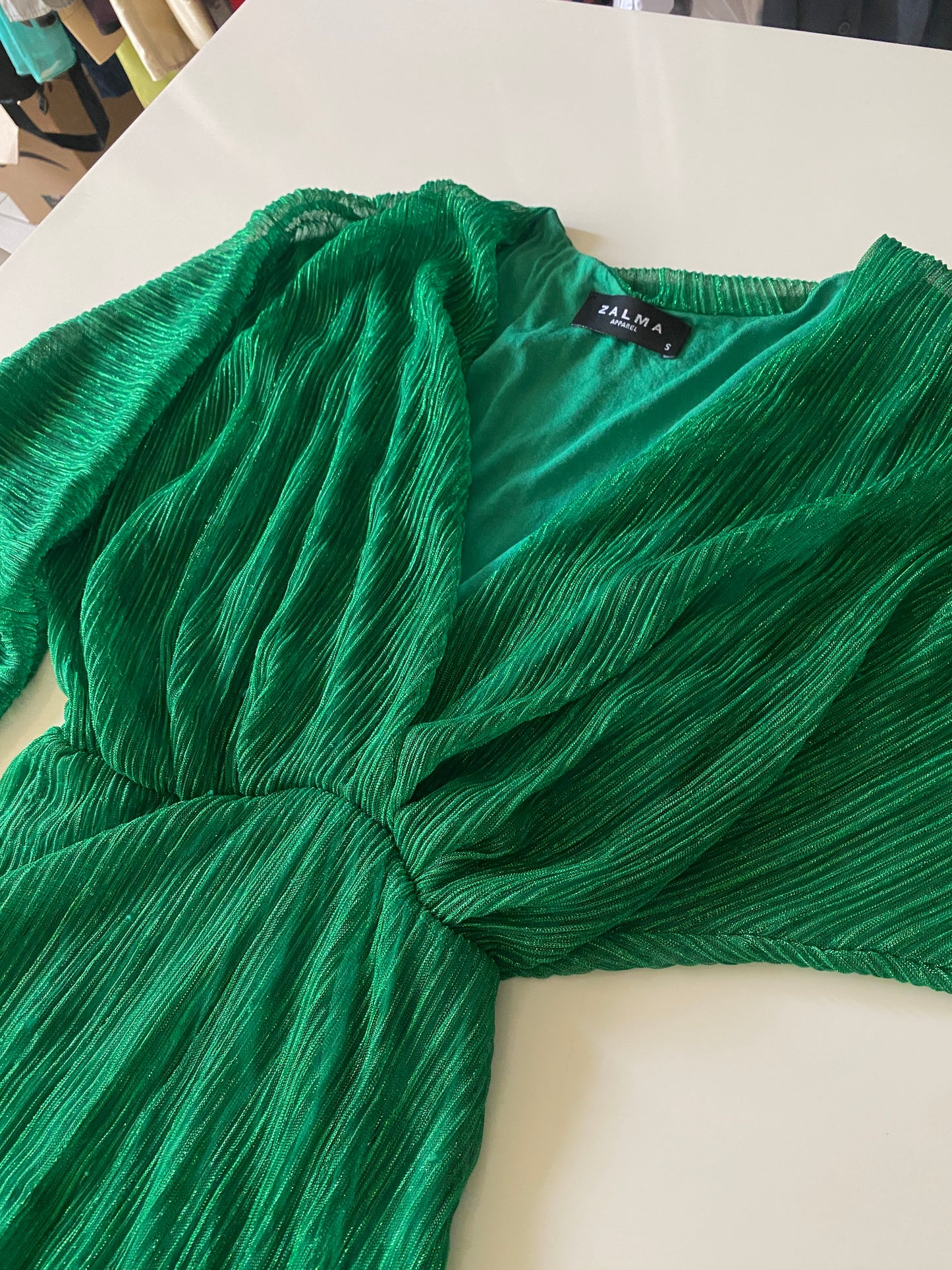 Vestido largo con hilos plateados stretch, Talla S, Mujer