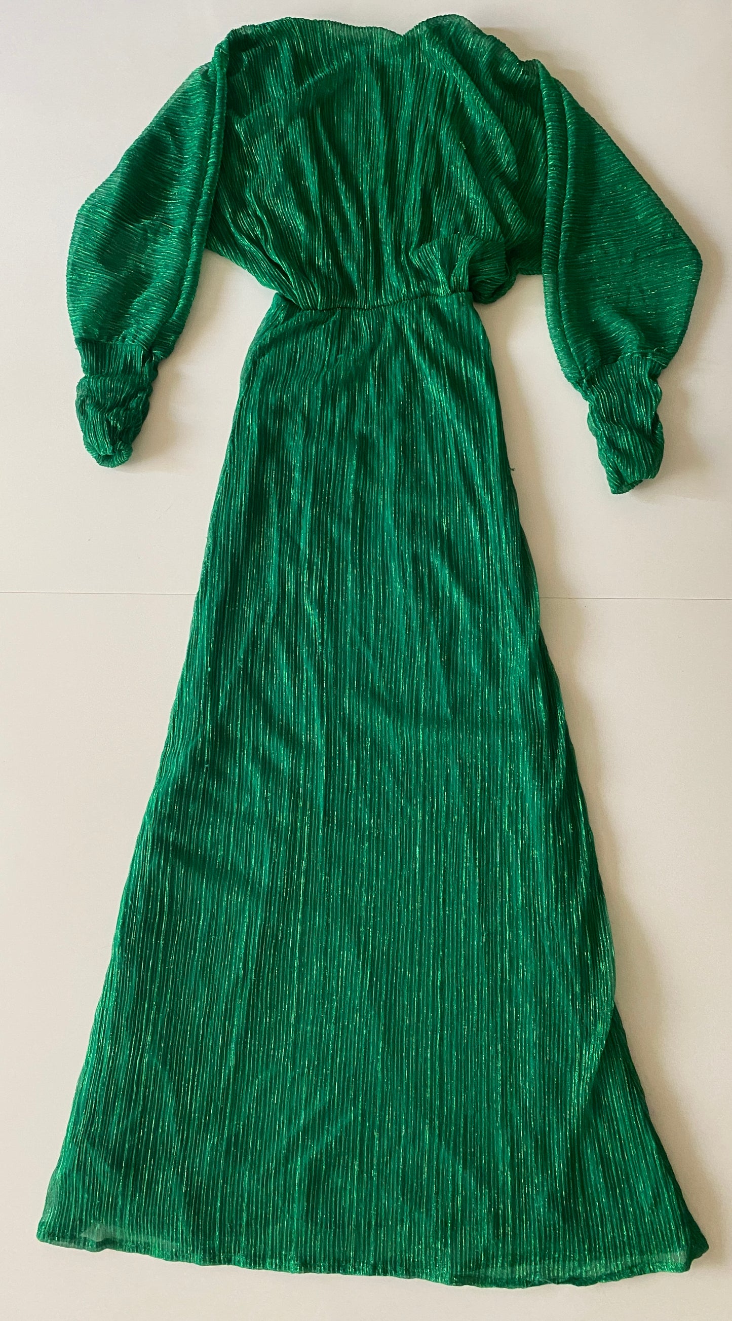 Vestido largo con hilos plateados stretch, Talla S, Mujer