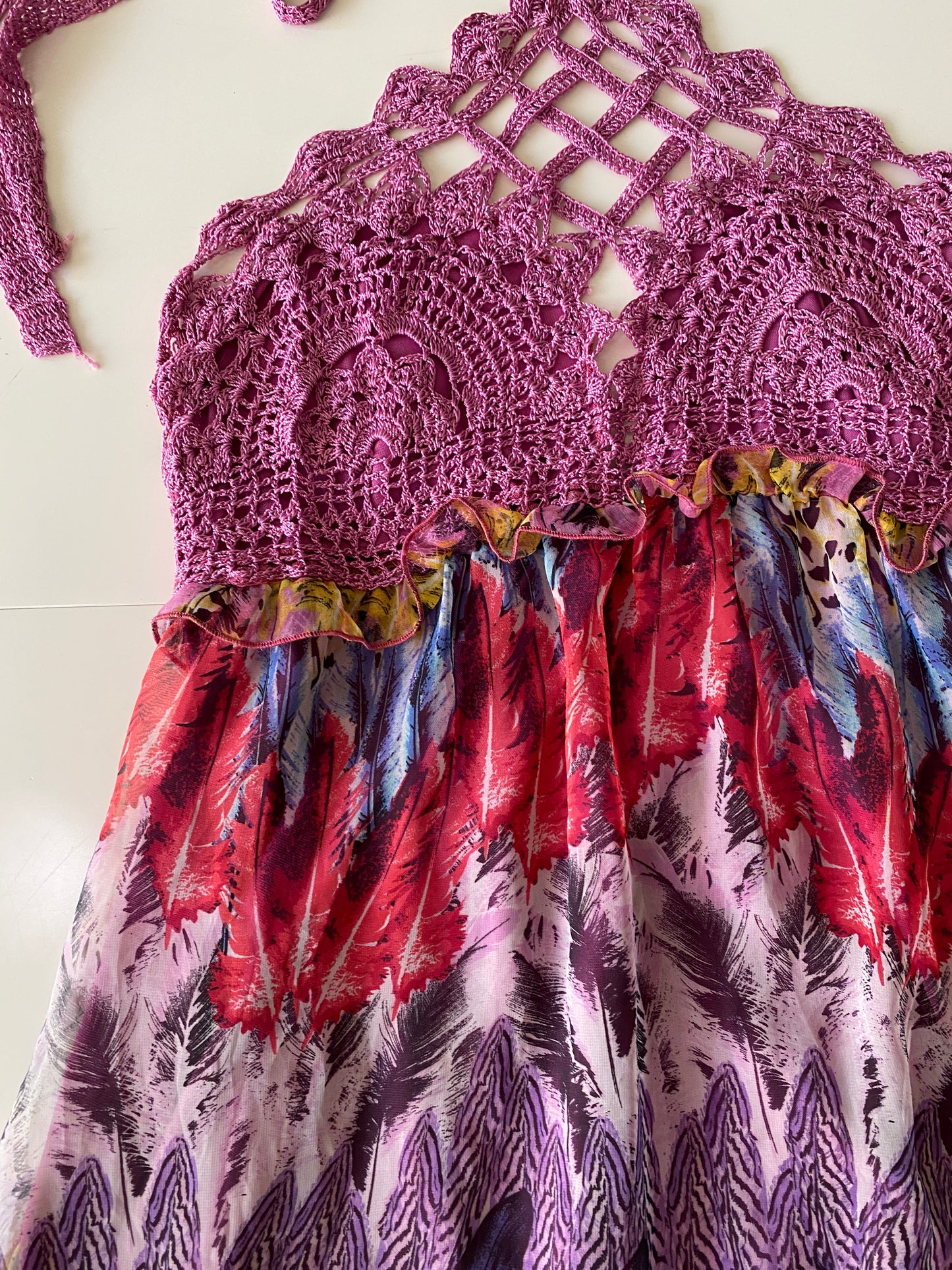 Vestido estampado con top tejido, Talla M