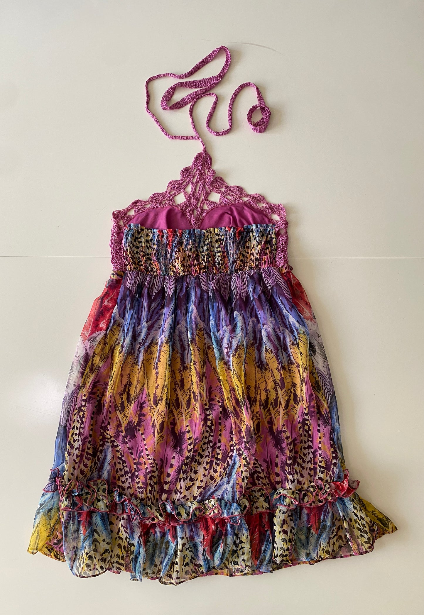 Vestido estampado con top tejido, Talla M